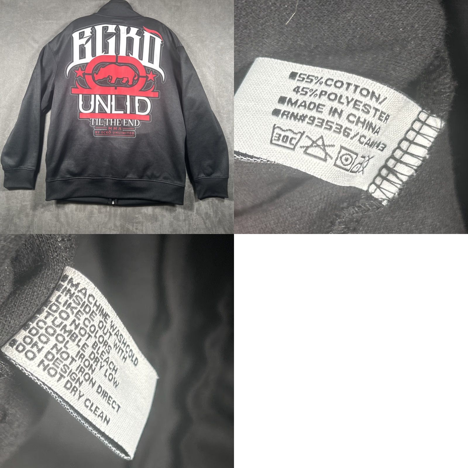 Ecko Unltd. VINTAGE Ecko Unltd MMA Full Zip Jacket XL Long Sleeve Black Windbreaker - 90s Hip Hop Designer Mens? Size US XL / EU 56 / 4 - 8 Thumbnail