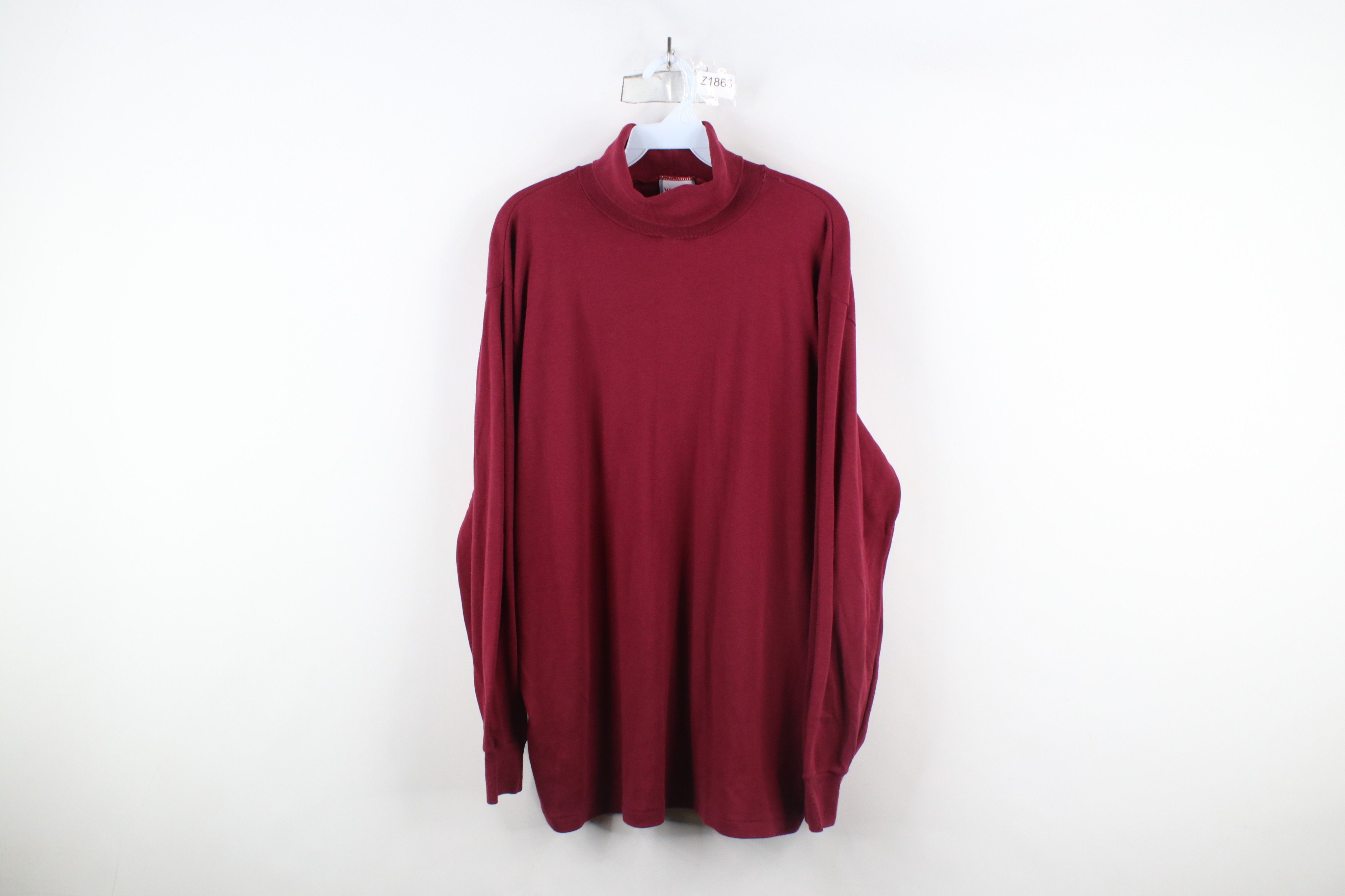 Vintage × Wrangler Vintage 70s 80s Wrangler Blank Turtleneck T-Shirt Red USA Size US XL / EU 56 / 4 - 1 Thumbnail