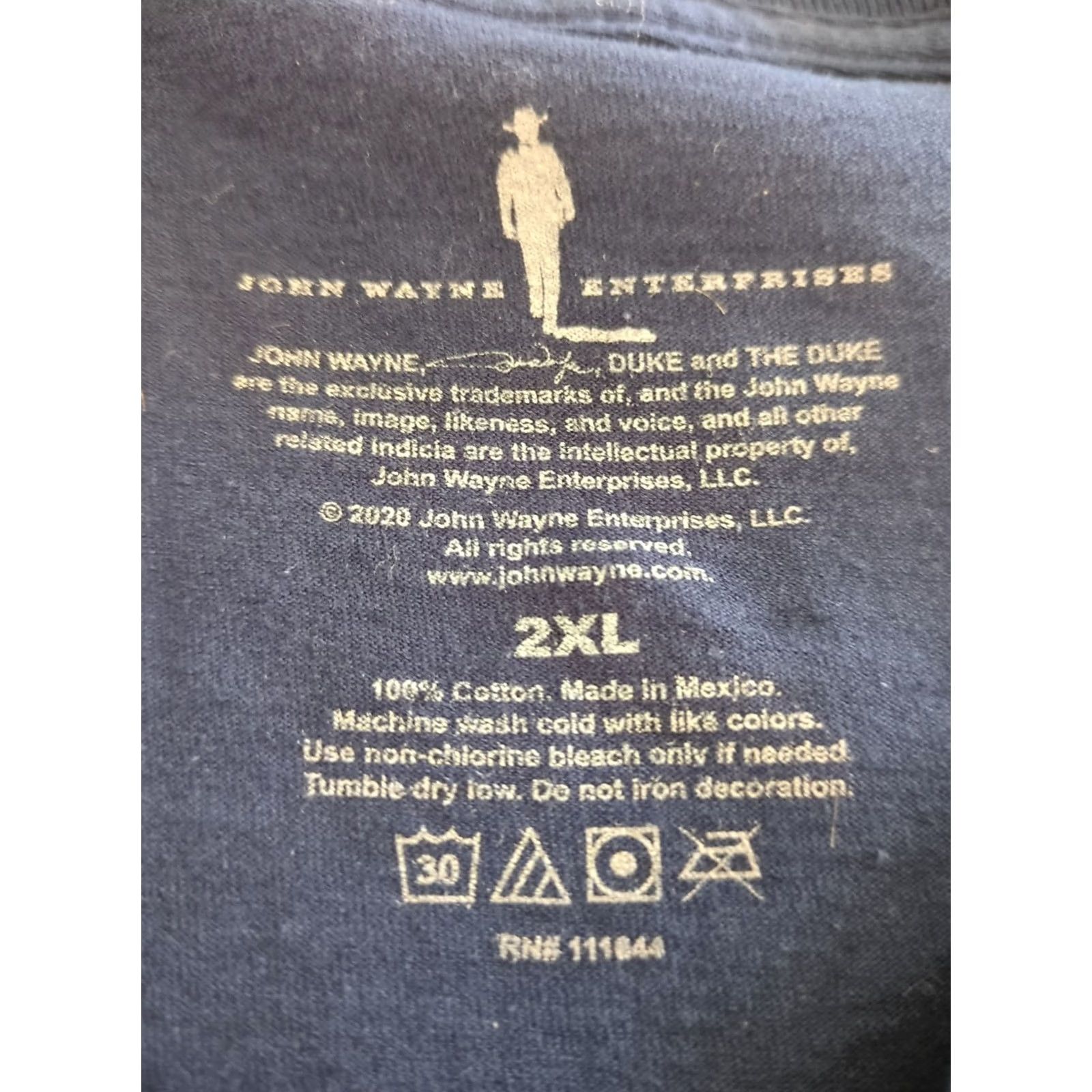 Vintage John Wayne Enterprises Blue Gun Control Graphic T Shirt Mens 2XL Short Sleeve Regular Blue Size US XXL / EU 58 / 5 - 3 Thumbnail
