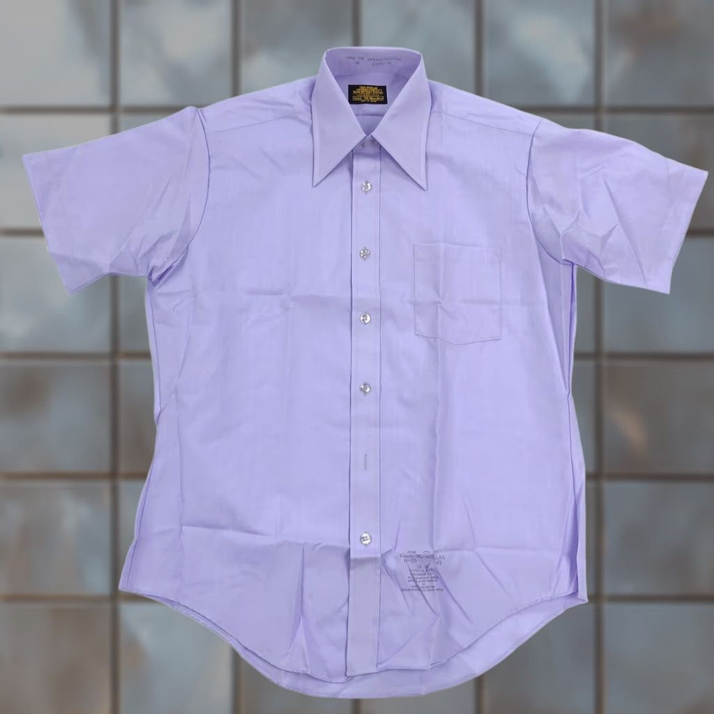Sears VINTAGE Sears Purple 70s Shirt Mens Size 16 Cotton Blend Button-Front Short Sleeve Japan 1970s Size US L / EU 52-54 / 3 - 1 Thumbnail