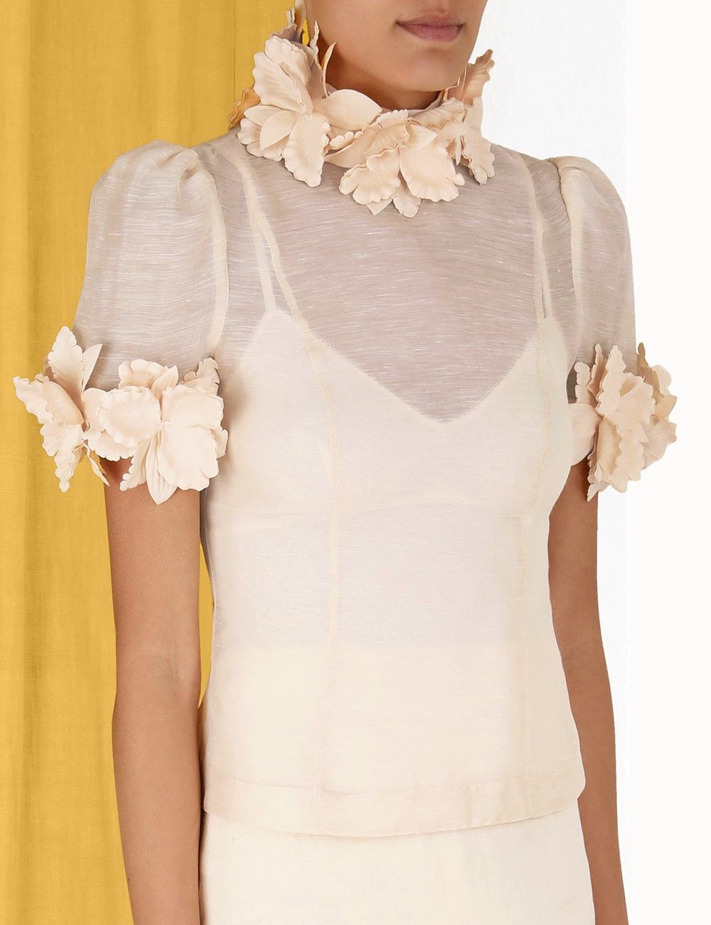 Zimmermann oc11z0225 Luminosity Liftoff Flower Blouse in Beige Size S / US 4 / IT 40 - 5 Thumbnail