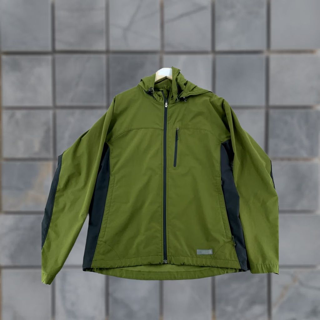 Vintage REI Windbreaker Jacket Mens Large Green Black Full Zip Hooded Softshell Hiking Outdoor Activewear Casual- Mens L Green Jacket Size US L / EU 52-54 / 3 - 1 Thumbnail