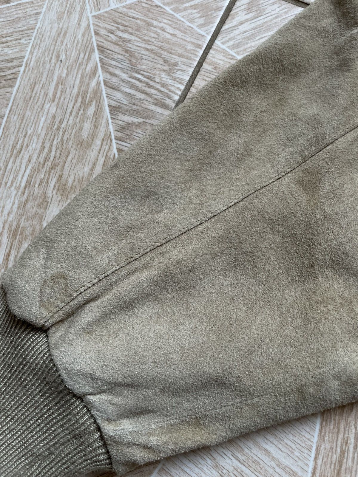 Designer × Leather × Vintage Real Leather Echtes Leder Cuir Veritable Suede Bomber Jacket Size US L / EU 52-54 / 3 - 12 Thumbnail