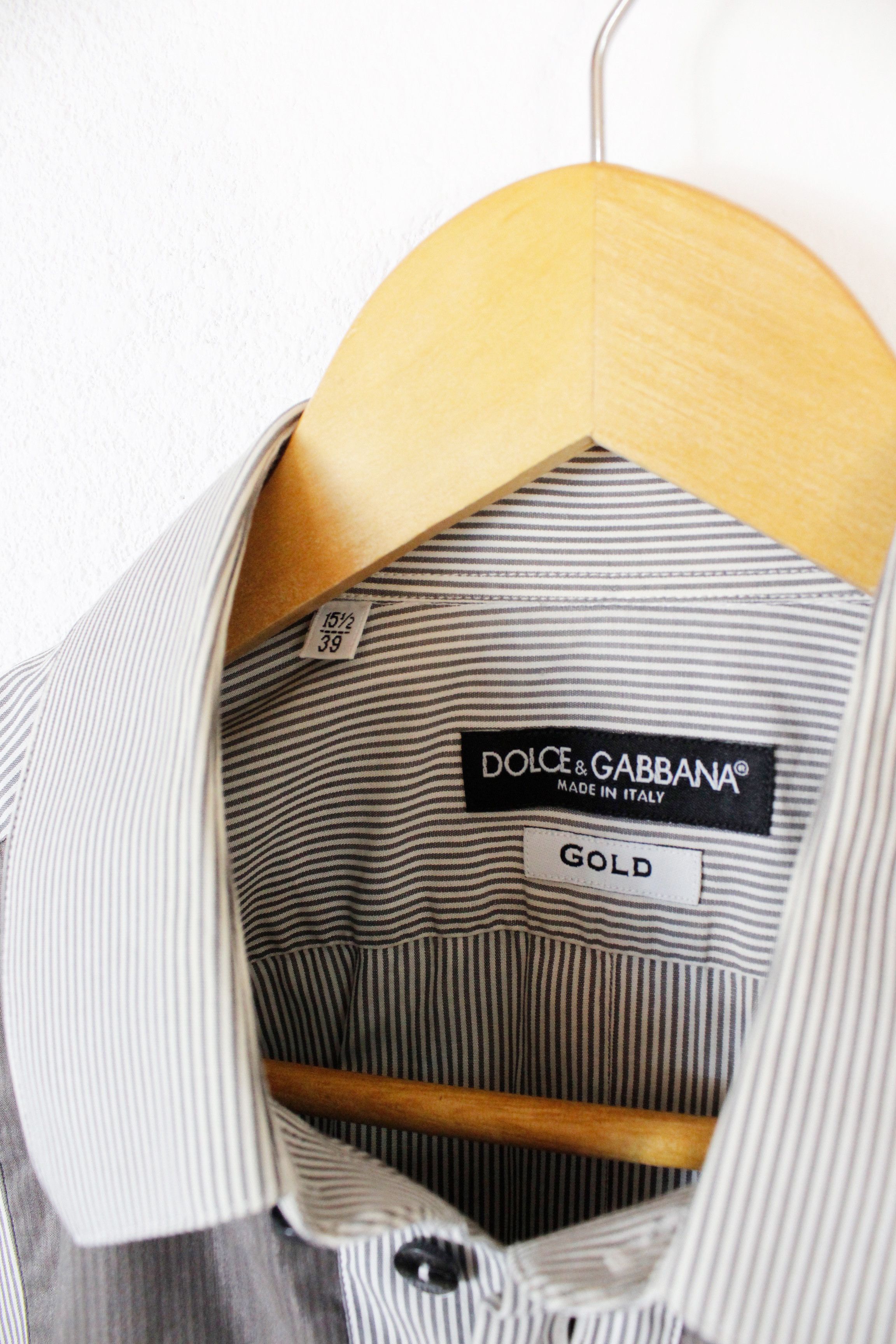 Dolce & Gabbana GOLD Cotton Silk Striped Formal Dress Shirt