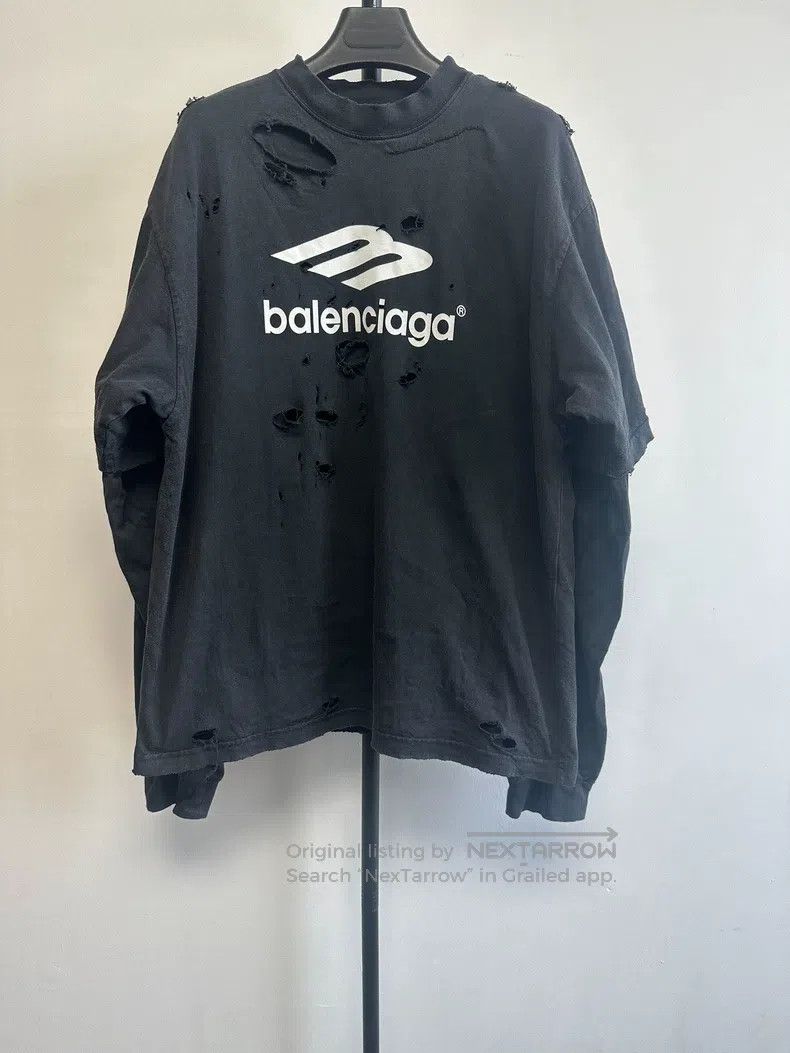 Balenciaga Balenciaga Solid Color Round Neck Layered Long Sleeve Size US S / EU 44-46 / 1 - 1 Thumbnail