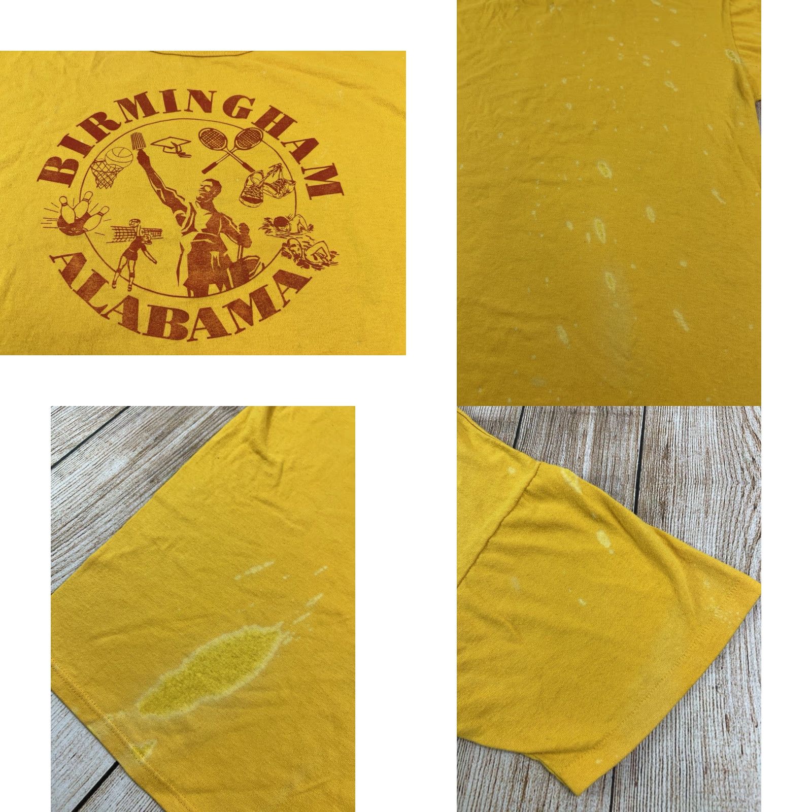 Russell Athletic VINTAGE Russell Athletic T-Shirt Birmingham Alabama Yellow XL Men 90s Graphic Print Short Sleeve Regular Size XL Size US XL / EU 56 / 4 - 8 Thumbnail