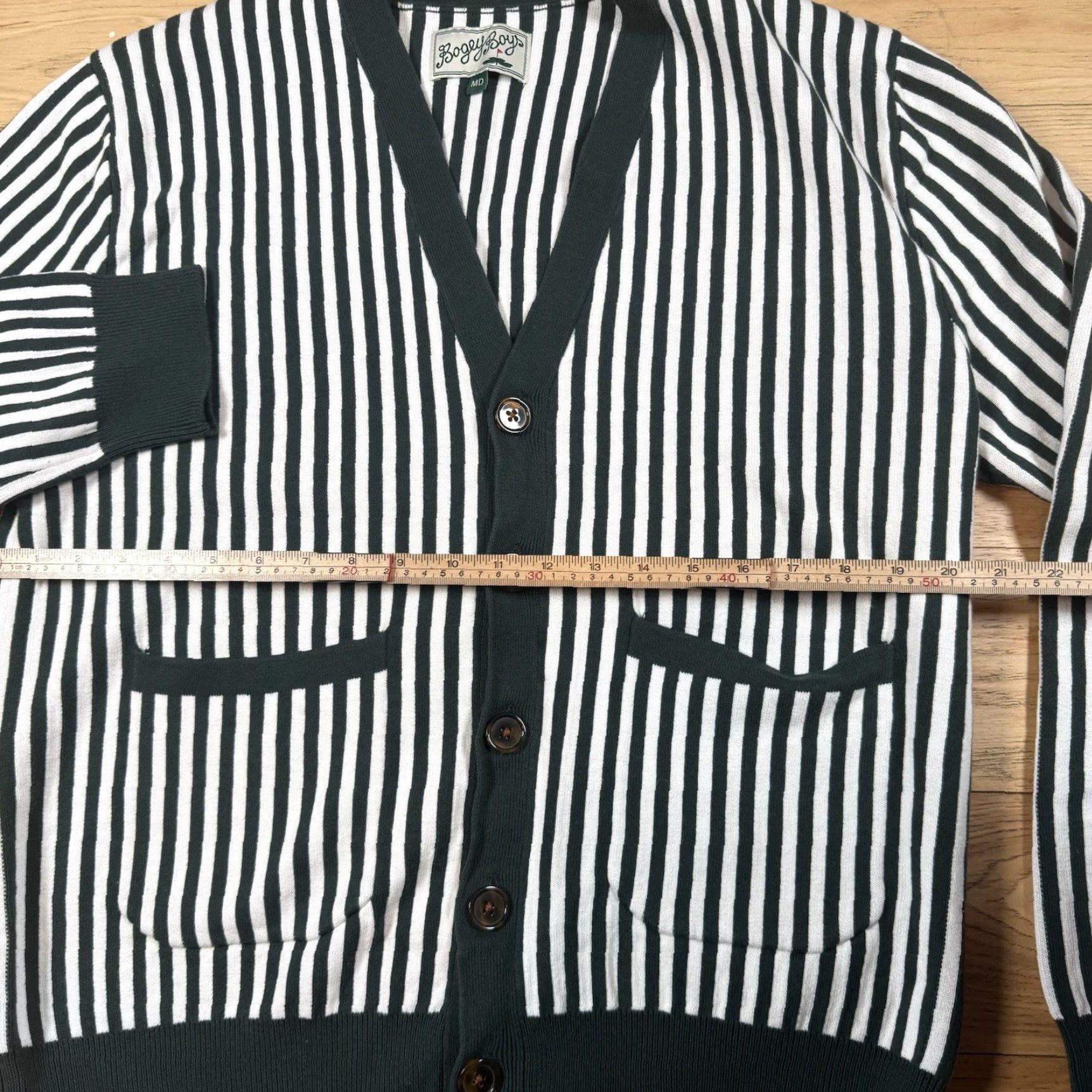 Vintage VINTAGE Bogey Boys Striped Cardigan Sweater Mens M Green Heavy Golf NWOT Size US M / EU 48-50 / 2 - 4 Thumbnail