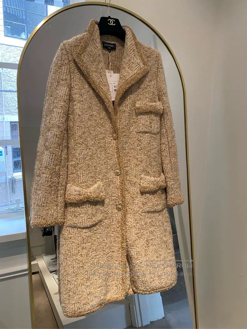 Chanel Chanel 20A gold glitter knitted jacket with belt Size XXS / US 00 / IT 34 - 1 Thumbnail