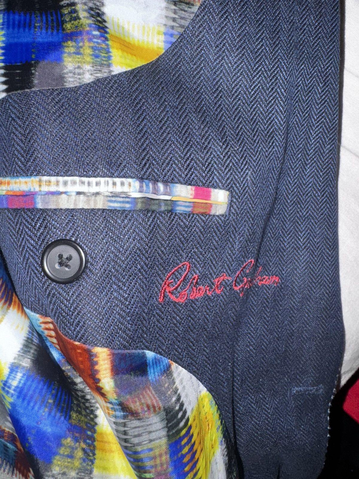 Robert Graham Robert Graham Blue Herringbone Blazer Size 42 Size 42R - 3 Thumbnail
