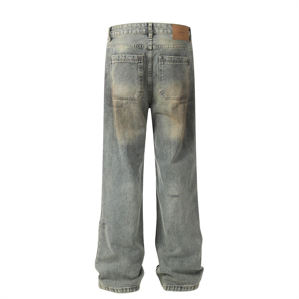 Japanese Brand × Jean Men's heavy washed distressed straight punk ripped jeans Size US 32 / EU 48 - 3 Thumbnail