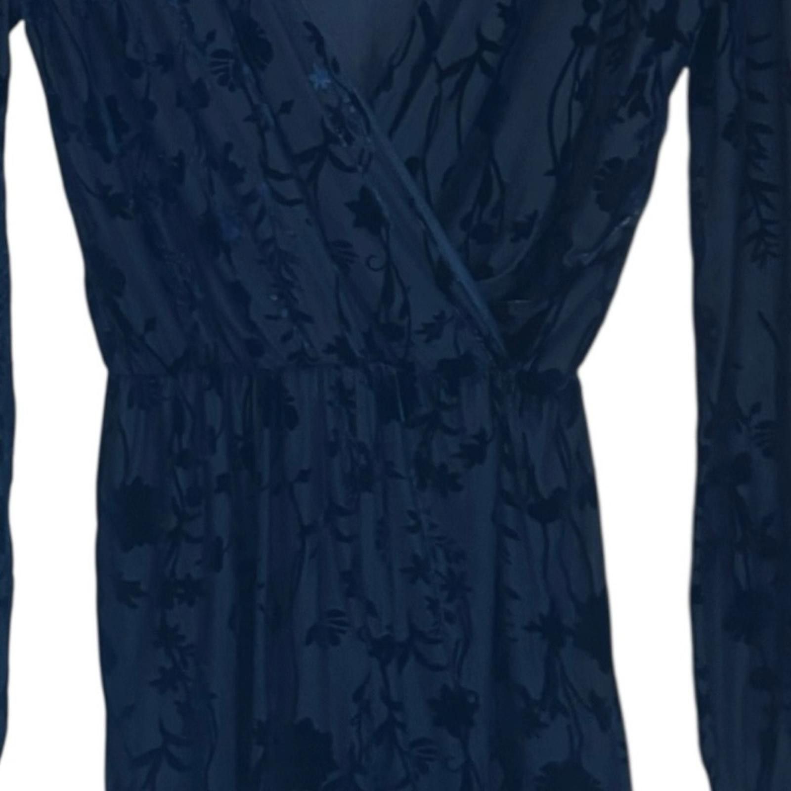 Designer Peppermint. Navy Blue Velvet Burnout Romper. Size Small. Size 28" / US 6 / IT 42 - 4 Thumbnail