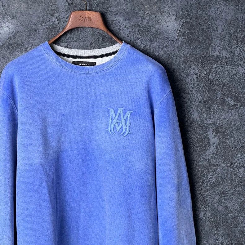 Amiri Amiri Blue logo embroidered cotton crewneck sweatshirt Size US M / EU 48-50 / 2 - 3 Thumbnail