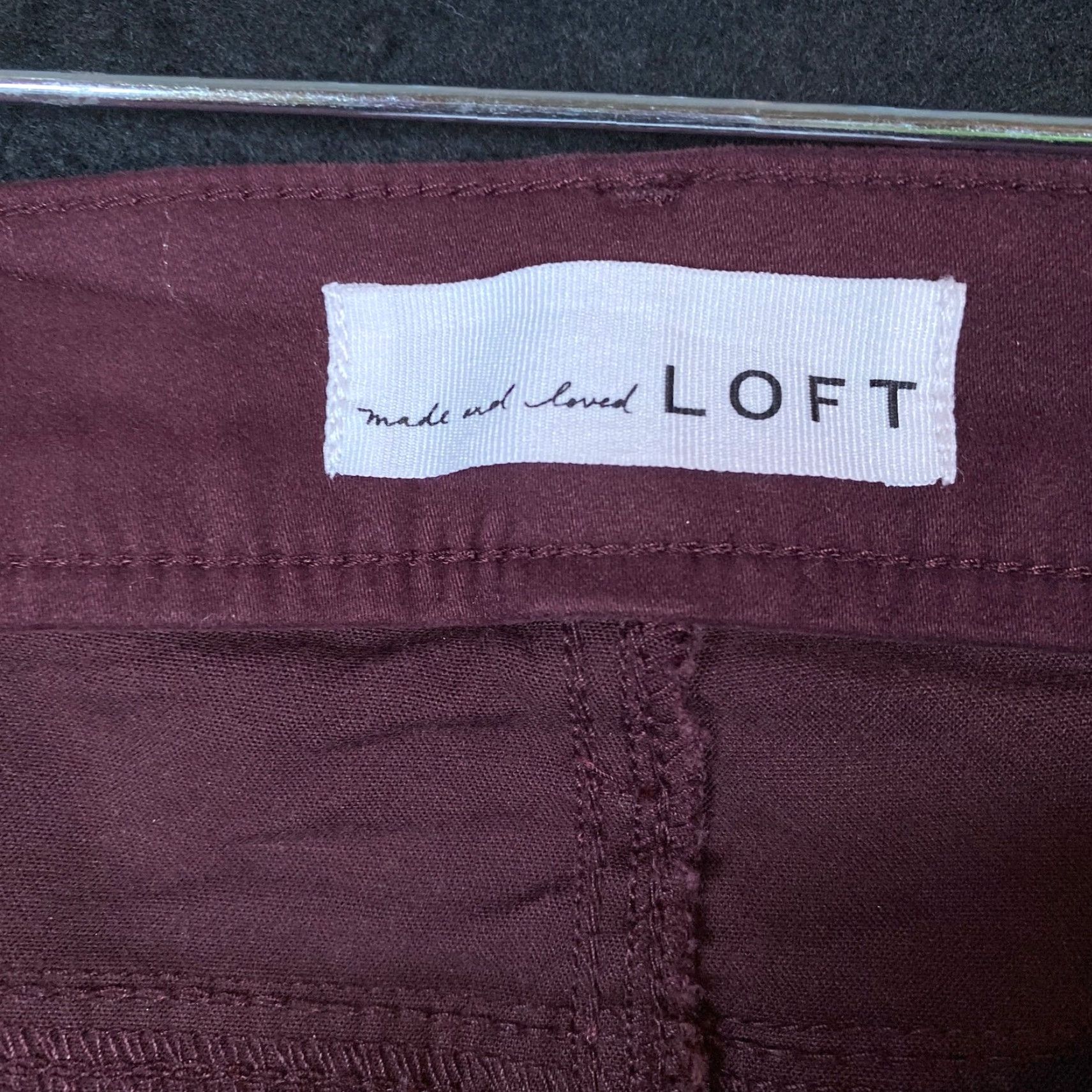 Loft LOFT Womens Jeans Maroon Velvet Slim High Rise Cropped Stretch 29/8 Jeans Women 30" Waist Inseam 25" 5-Pocket Solid Size 30" / US 8 / IT 44 - 4 Thumbnail