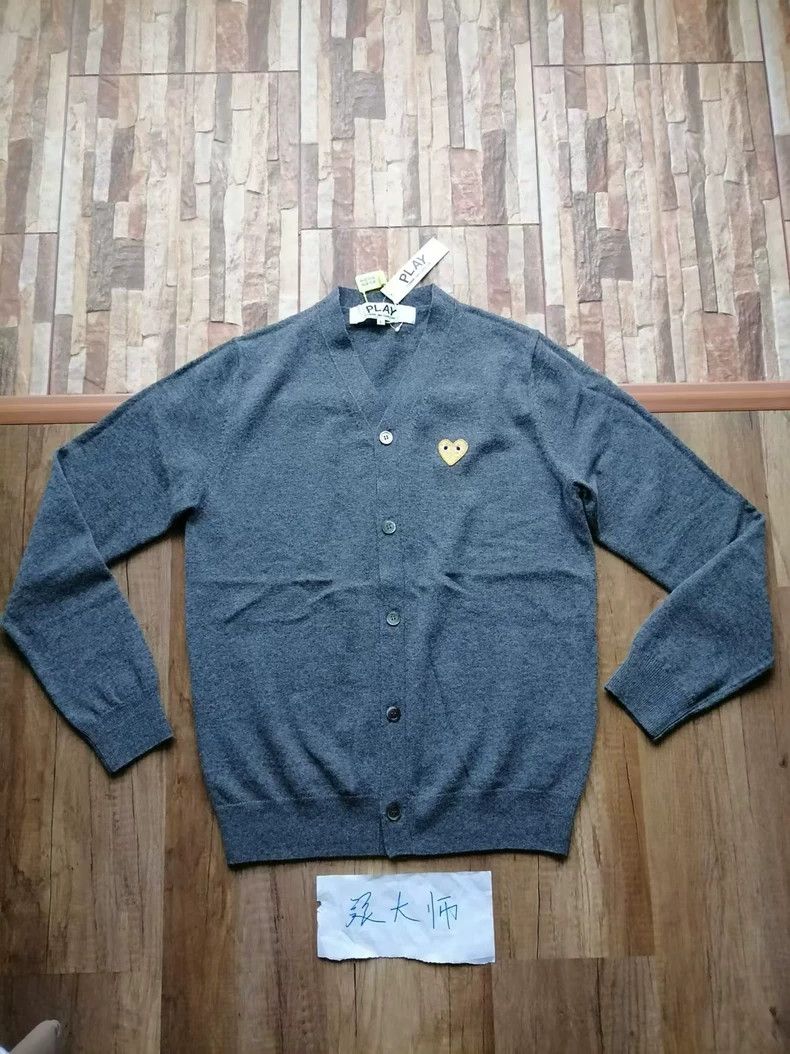 Comme des Garcons Comme Des Garcons Dark Grey Gold Heart Cardigan Size US L / EU 52-54 / 3 - 1 Thumbnail
