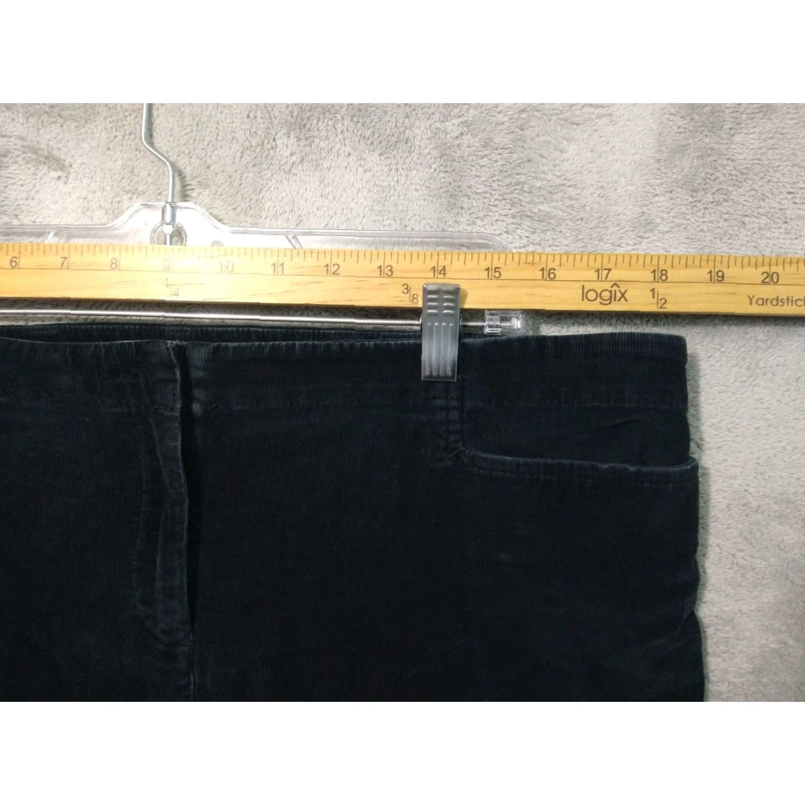 J. Jill J. Jill Womens Pants 12 Black Corduroy Straight Leg Mid Rise Stretch Chino Casual Size 34" / US 12 / IT 48 - 3 Thumbnail
