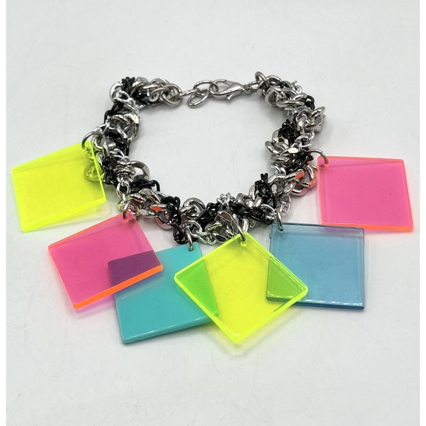 Vintage Multi chain plexiglass lucite charm bracelet Size ONE SIZE - 2 Thumbnail