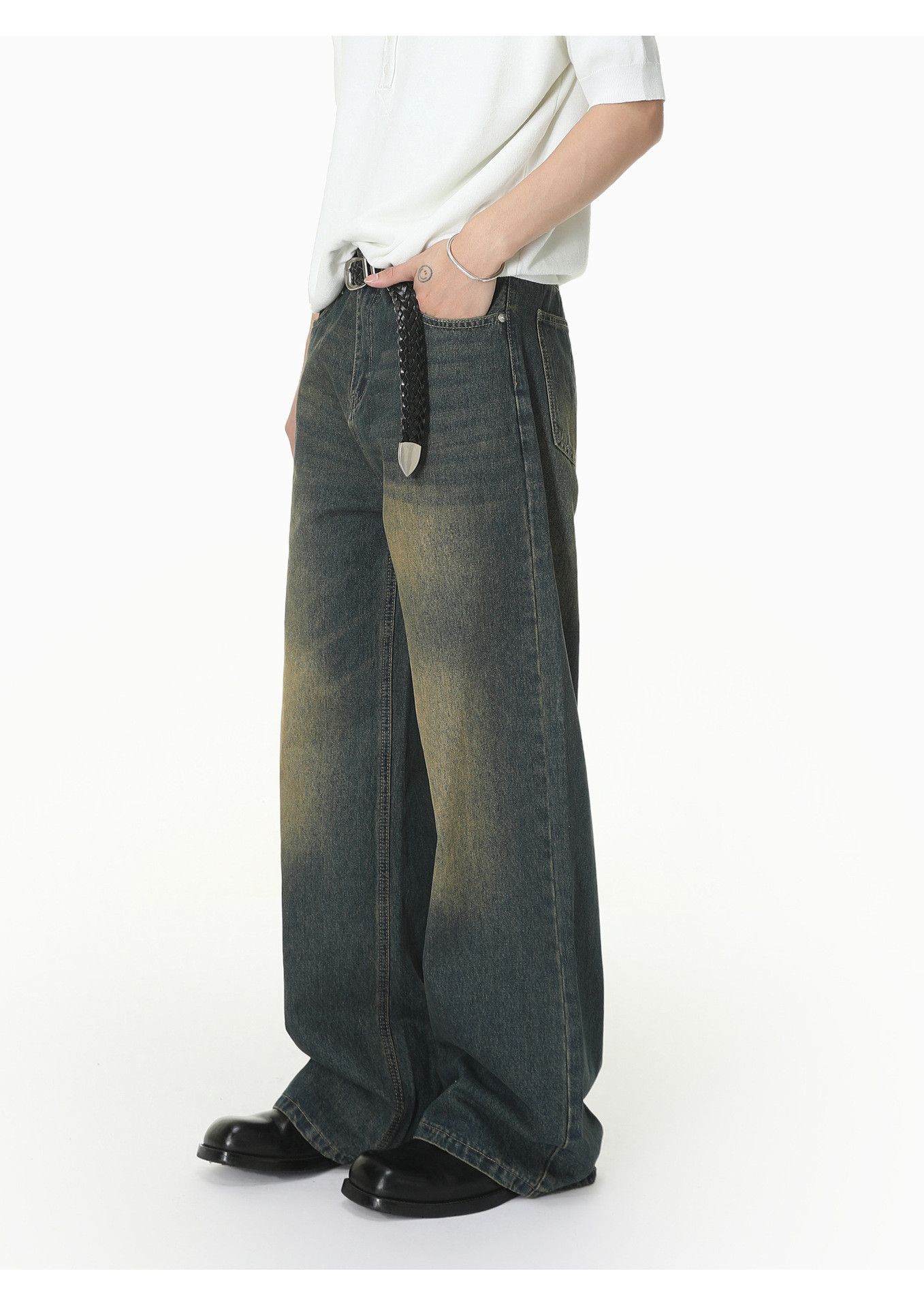 Vintage Men's Cleanfit Distressed Vintage Loose Straight-Leg Jeans Size US 32 / EU 48 - 3 Thumbnail