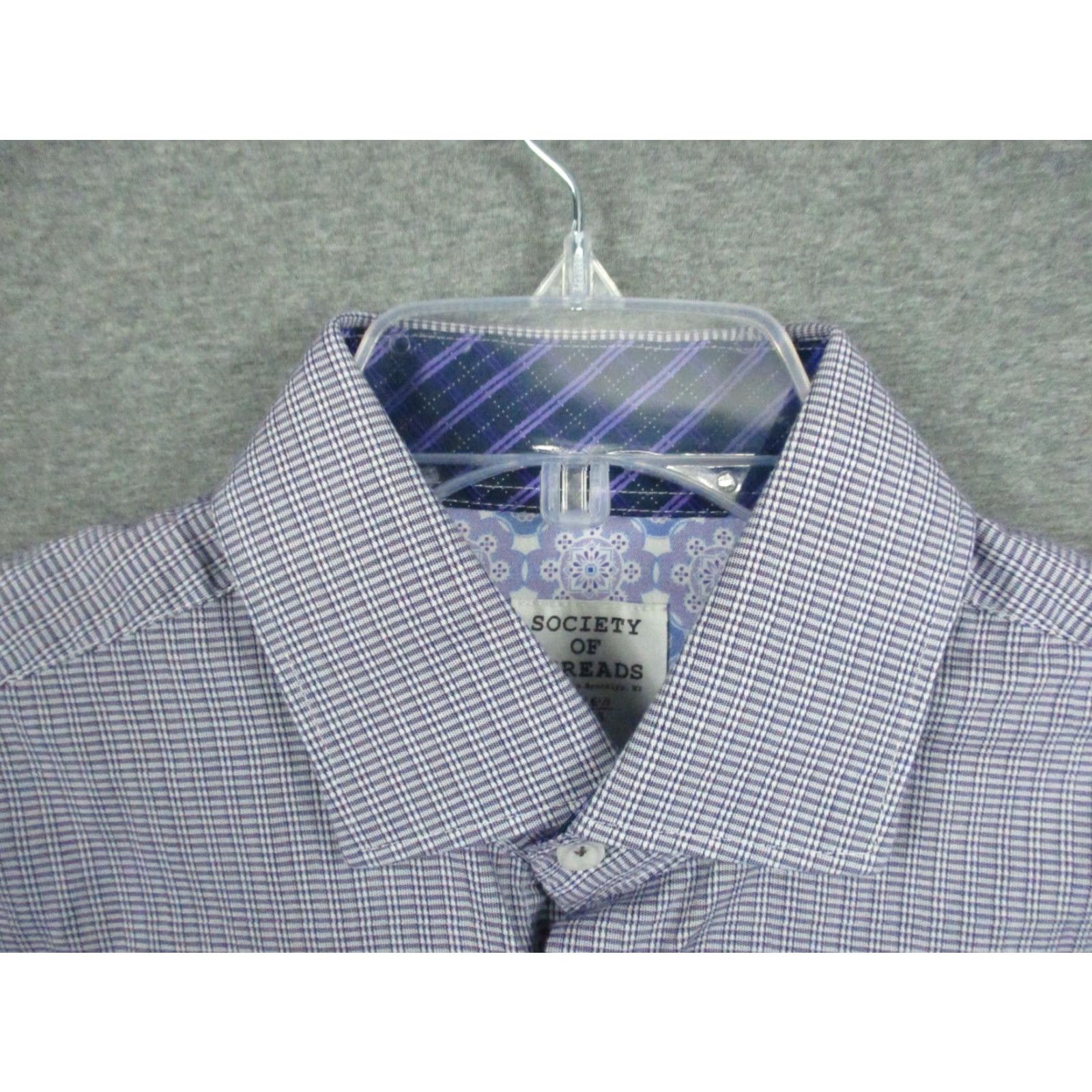 Vintage Society Of Threads Dress Shirt Mens Large 16-16.5 Blue Comfort Stretch Slim Fit Size 42R - 3 Thumbnail