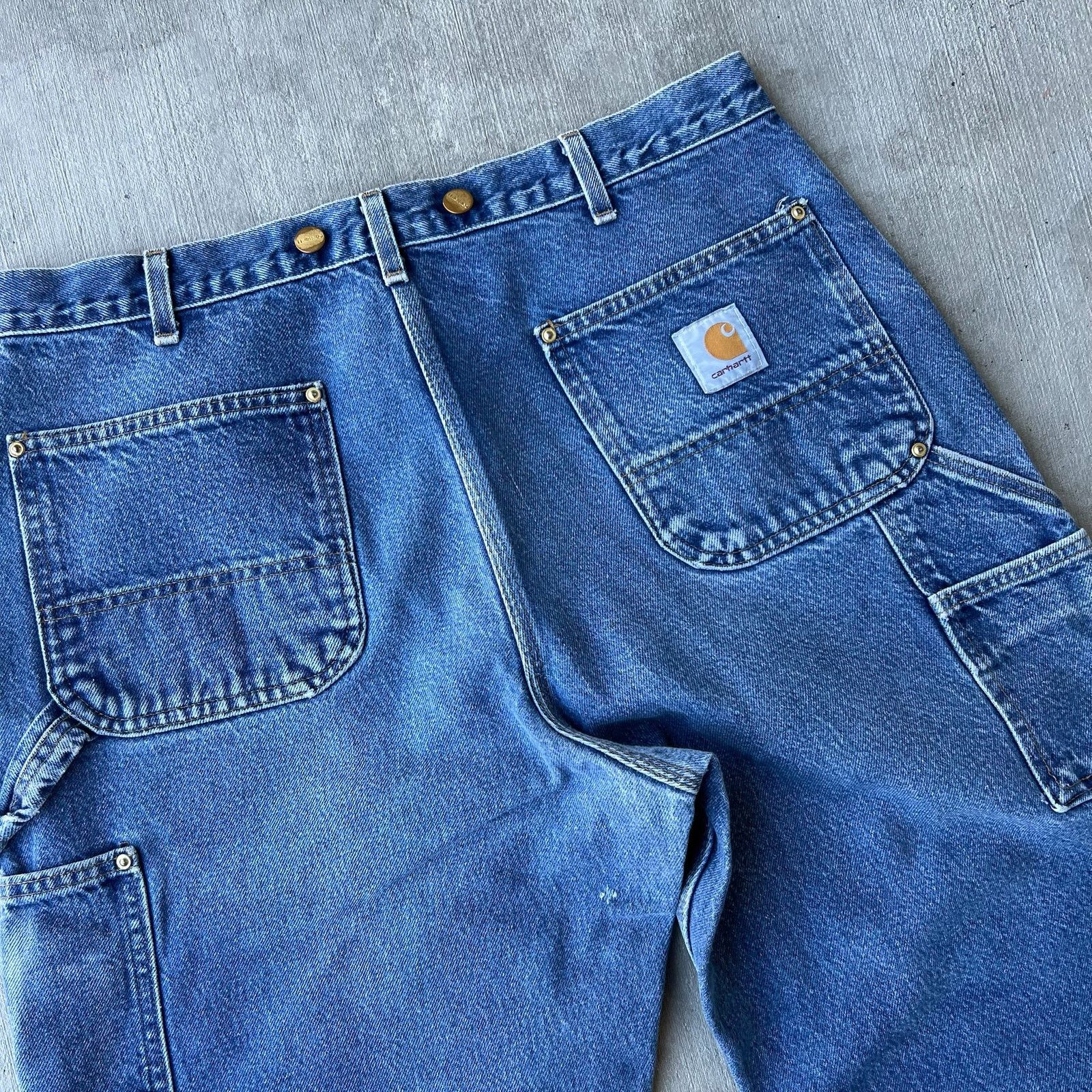 Carhartt × Vintage Carhartt denim blue jeans double knee work carpenter pants Size US 35 - 9 Thumbnail