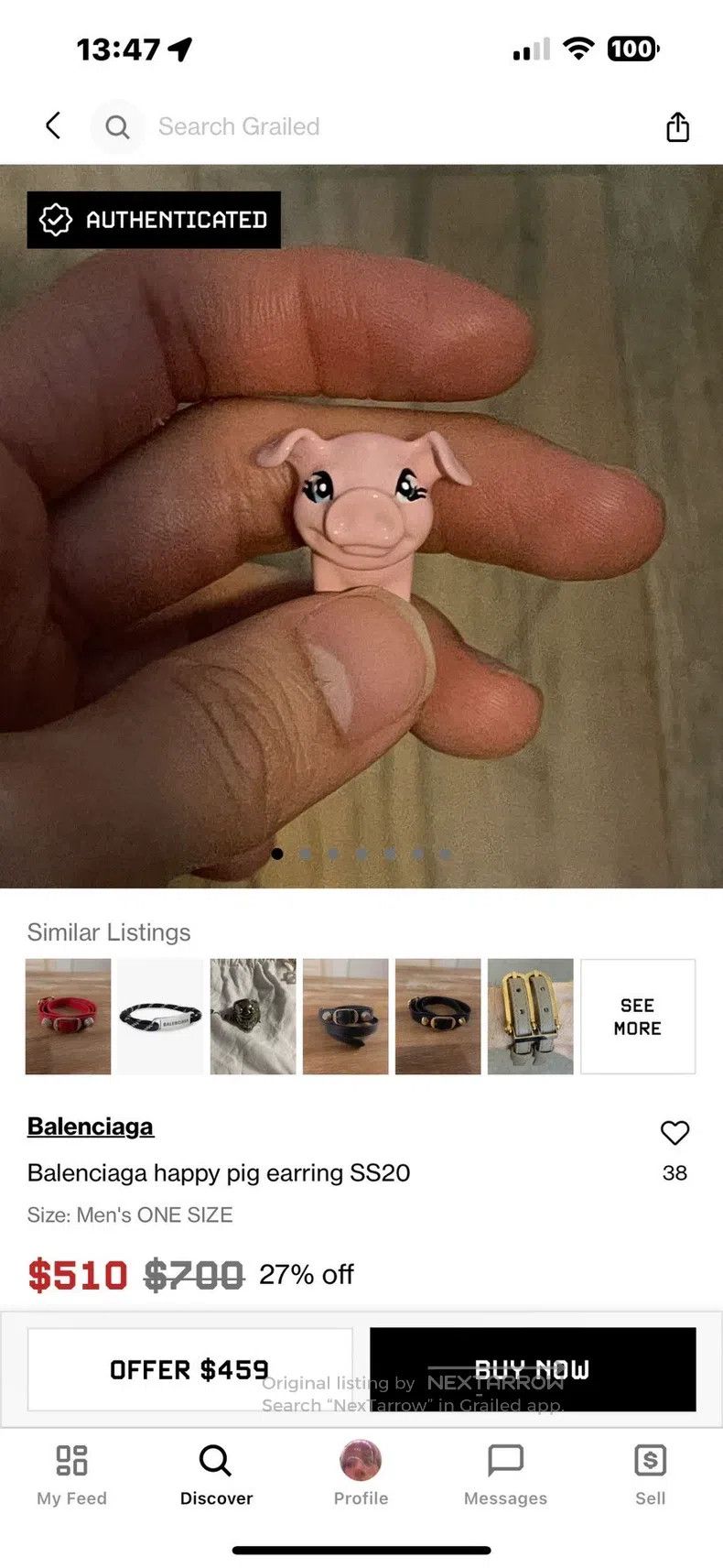 Balenciaga Balenciaga Pig Ear Studs Size ONE SIZE - 6 Thumbnail