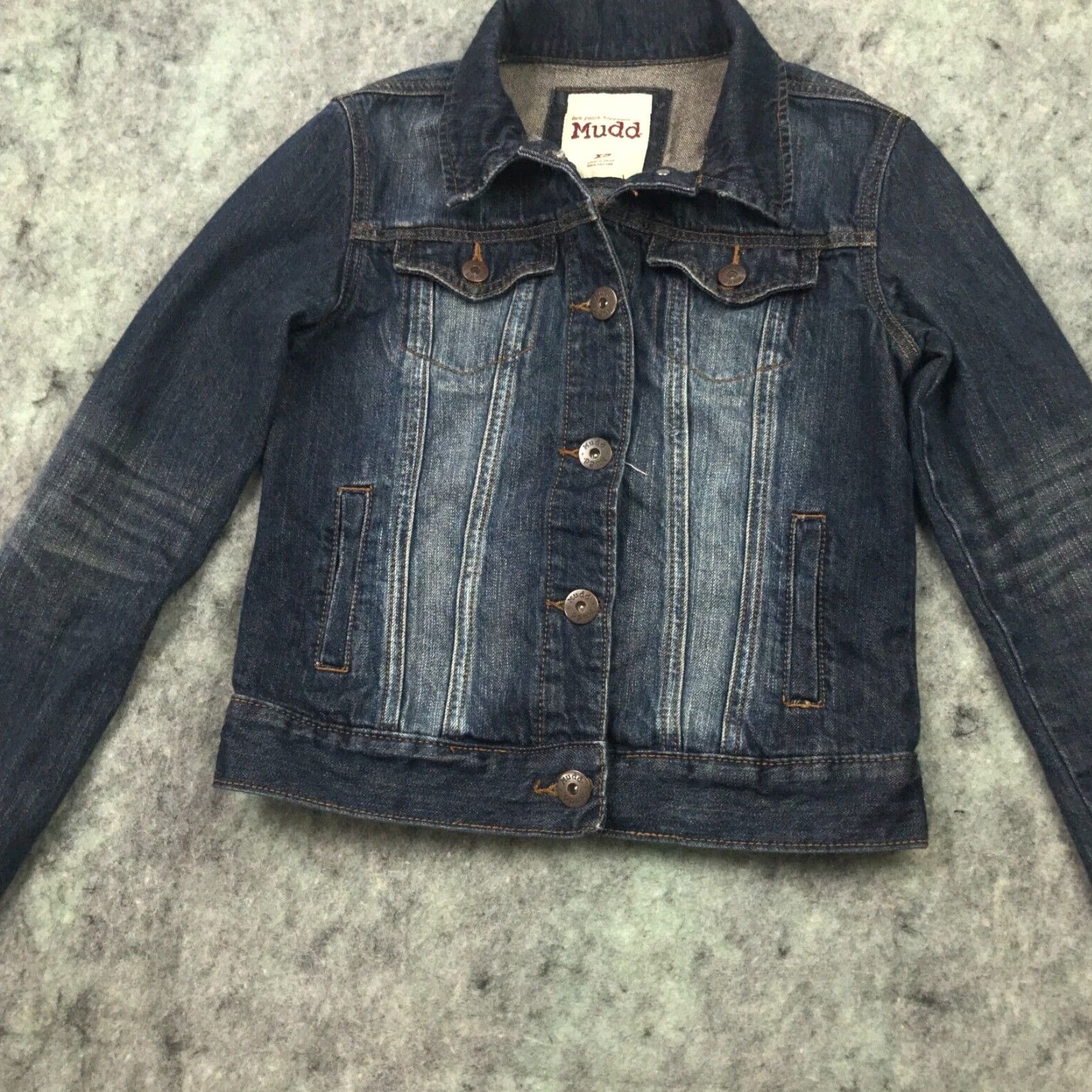 Denime VINTAGE Mudd Denim Button Down Jacket Shirt Womens XS Blue Distressed Button Front Jacket 90s Womens Size 26" / US 2 / IT 38 - 4 Thumbnail