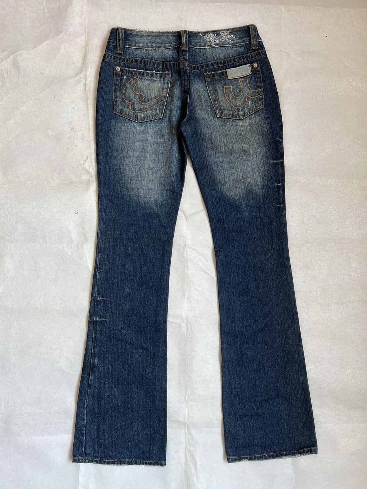 Japanese Brand Euro Distressed Patchwork Flared Jeans Wide Leg Size 29" - 8 Thumbnail