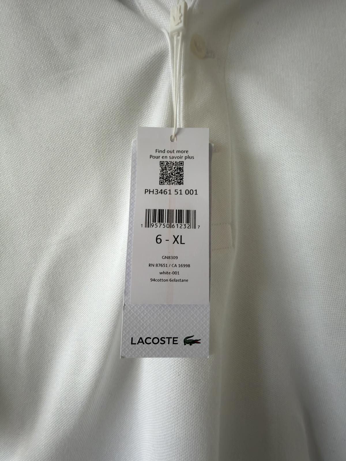 Lacoste Lacoste Regular Fit Polo White NWT Size US XL / EU 56 / 4 - 4 Thumbnail