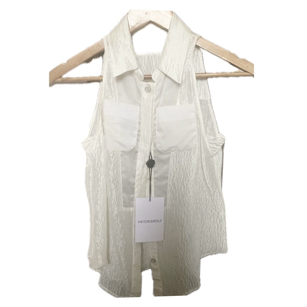 Image of Viktor Rolf Viktor& Rolf Designer’S Silk Sleeveless Blouse in White, Women's (Size Small)