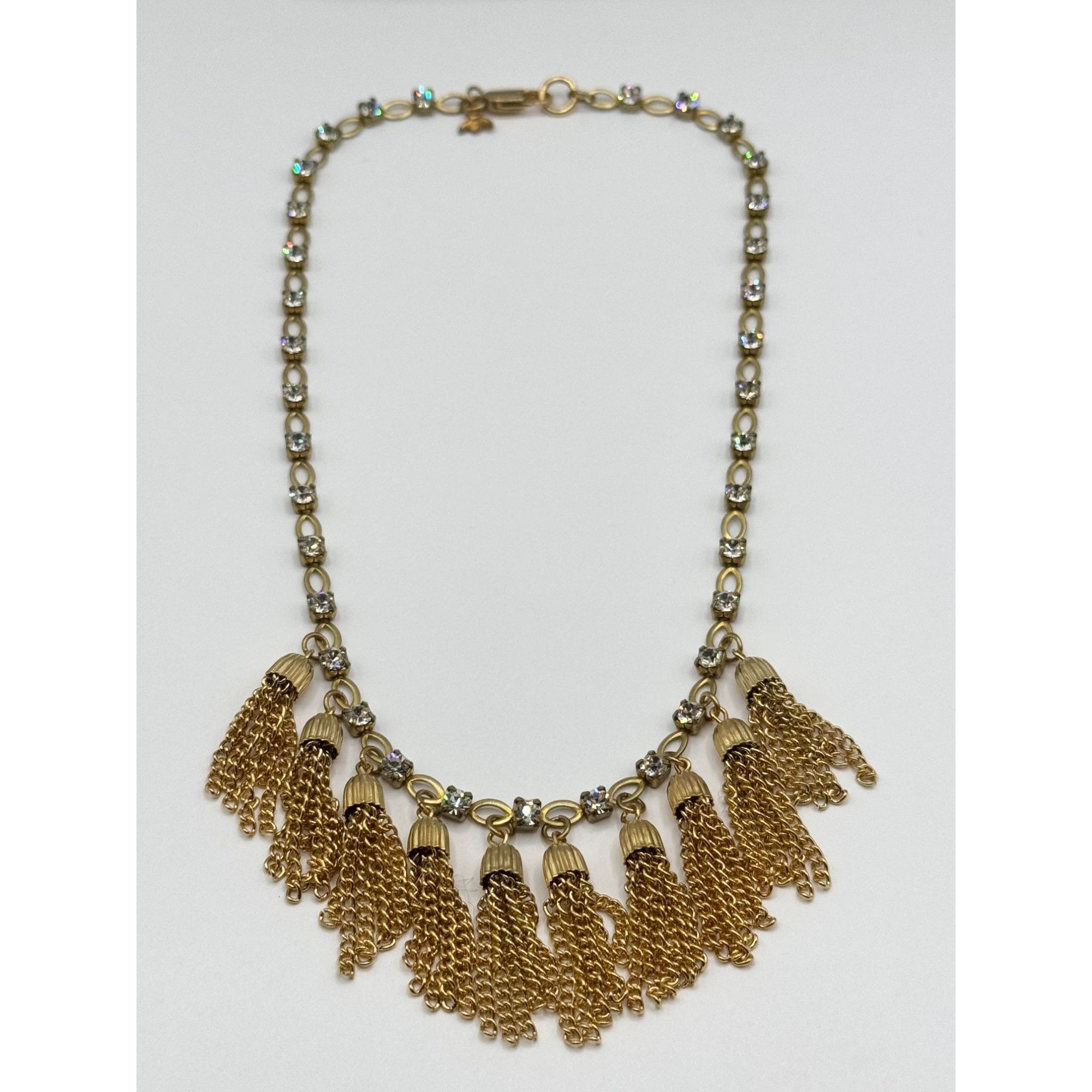 Vintage Vintage rhinestone chain tassel charm necklace Size ONE SIZE - 2 Thumbnail