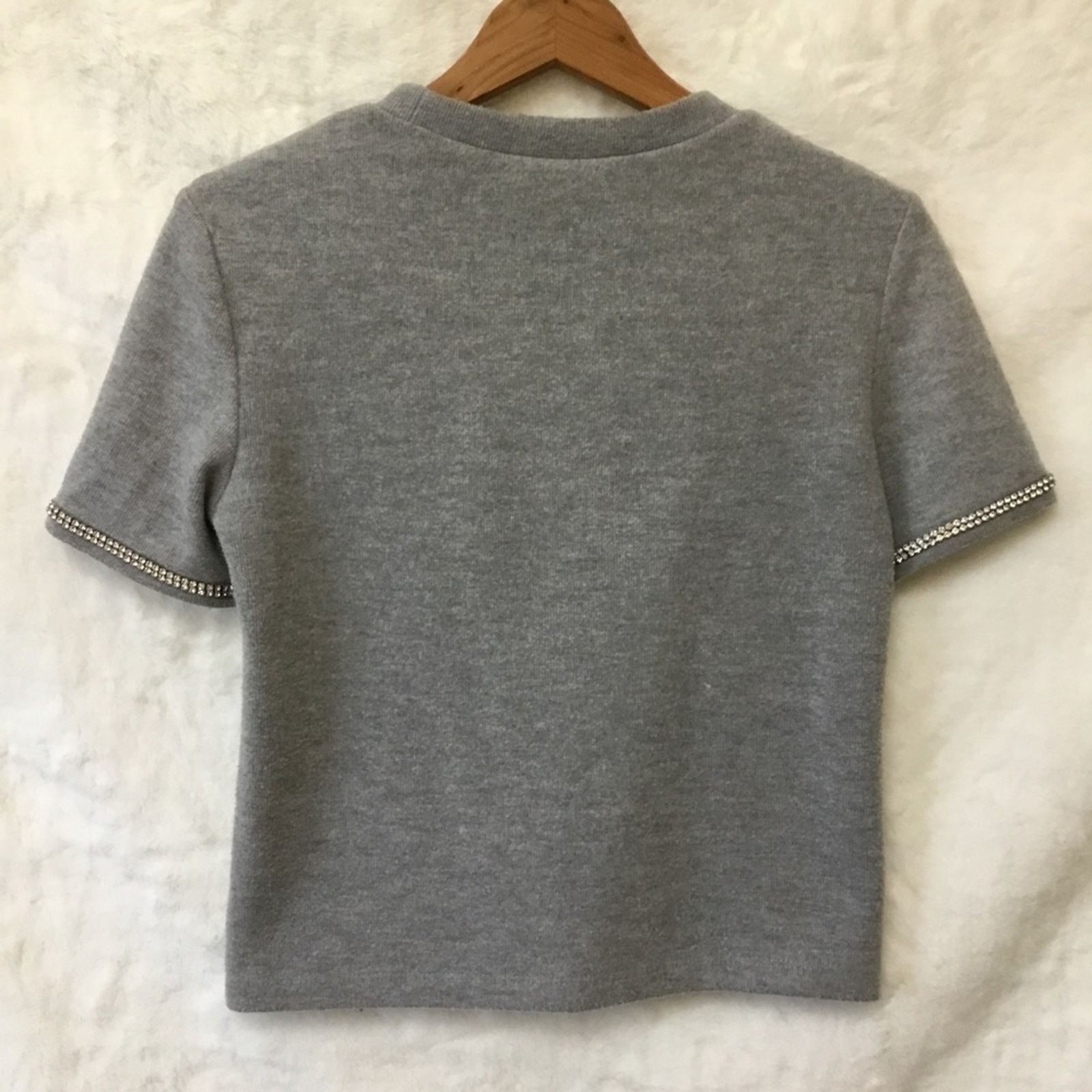 Zara Zara Gray Knit Short Sleeve Top Size S / US 4 / IT 40 - 9 Thumbnail