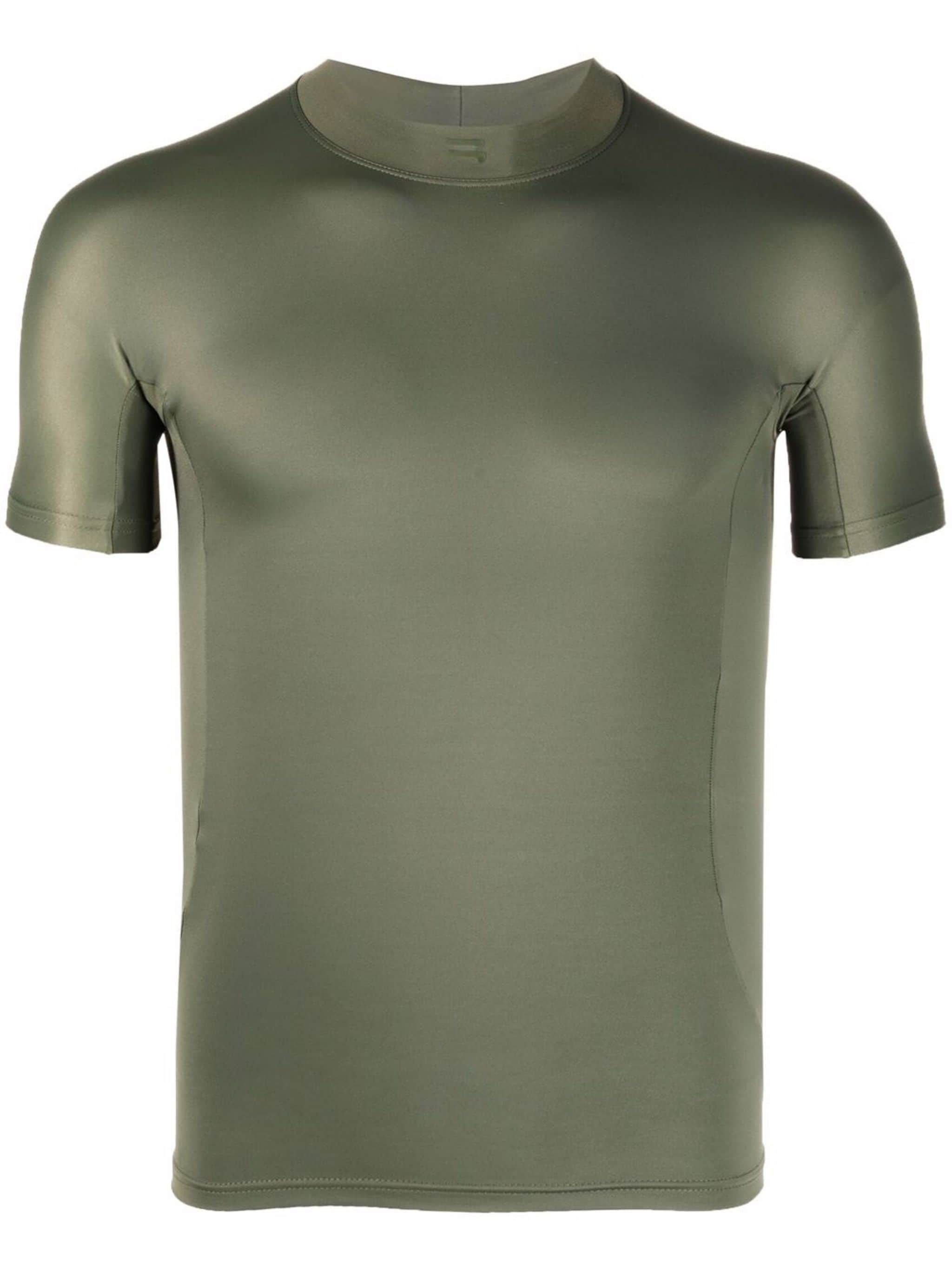 image of Balenciaga O1Mt1Gz0524 Fitted Short Sleeve Top In Khaki Green, Men's (Size XS)