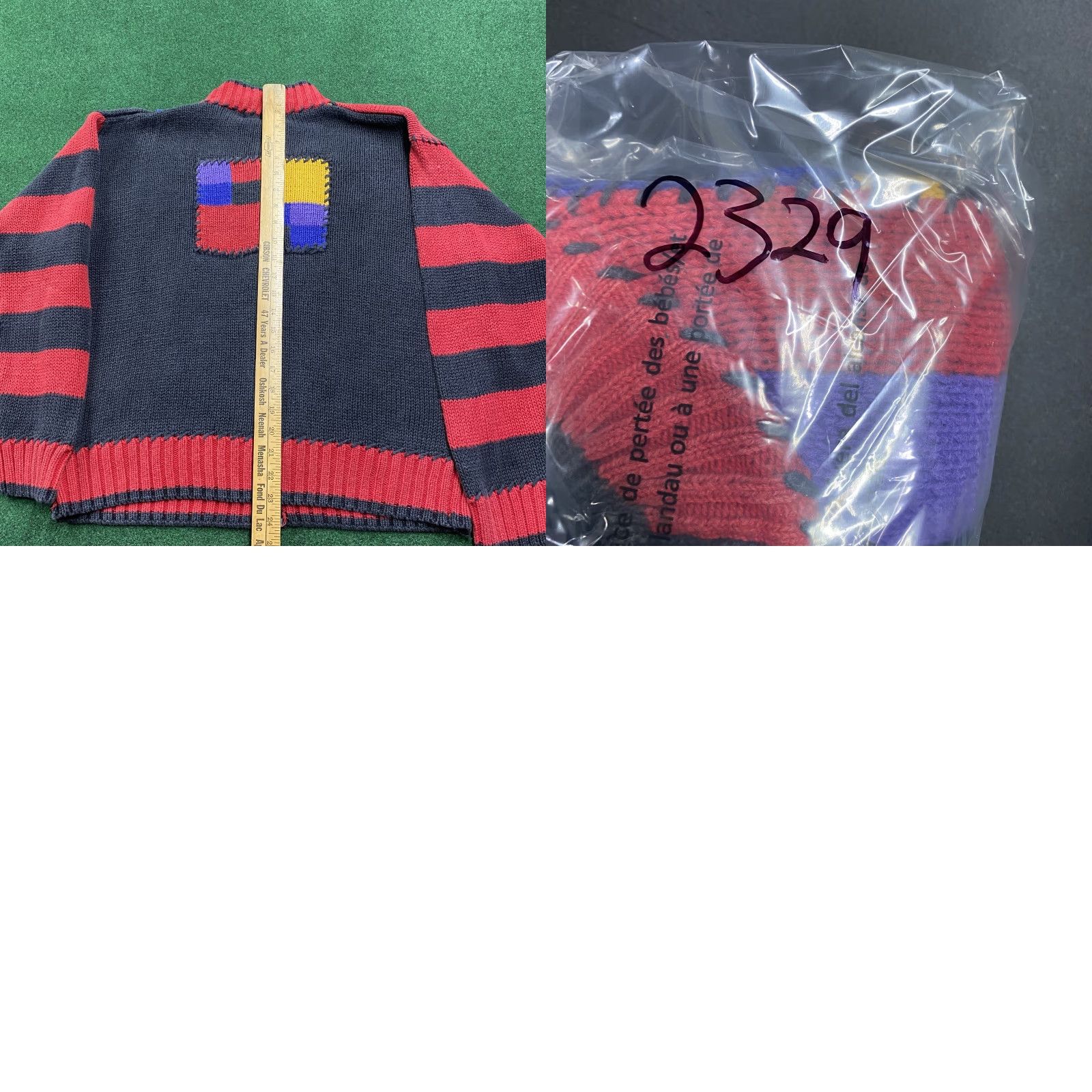 Vintage VINTAGE Striped Knit Sweatshirt Mens L Red Y2K Heavy Full Zip Sweater Cage? Size US L / EU 52-54 / 3 - 8 Thumbnail