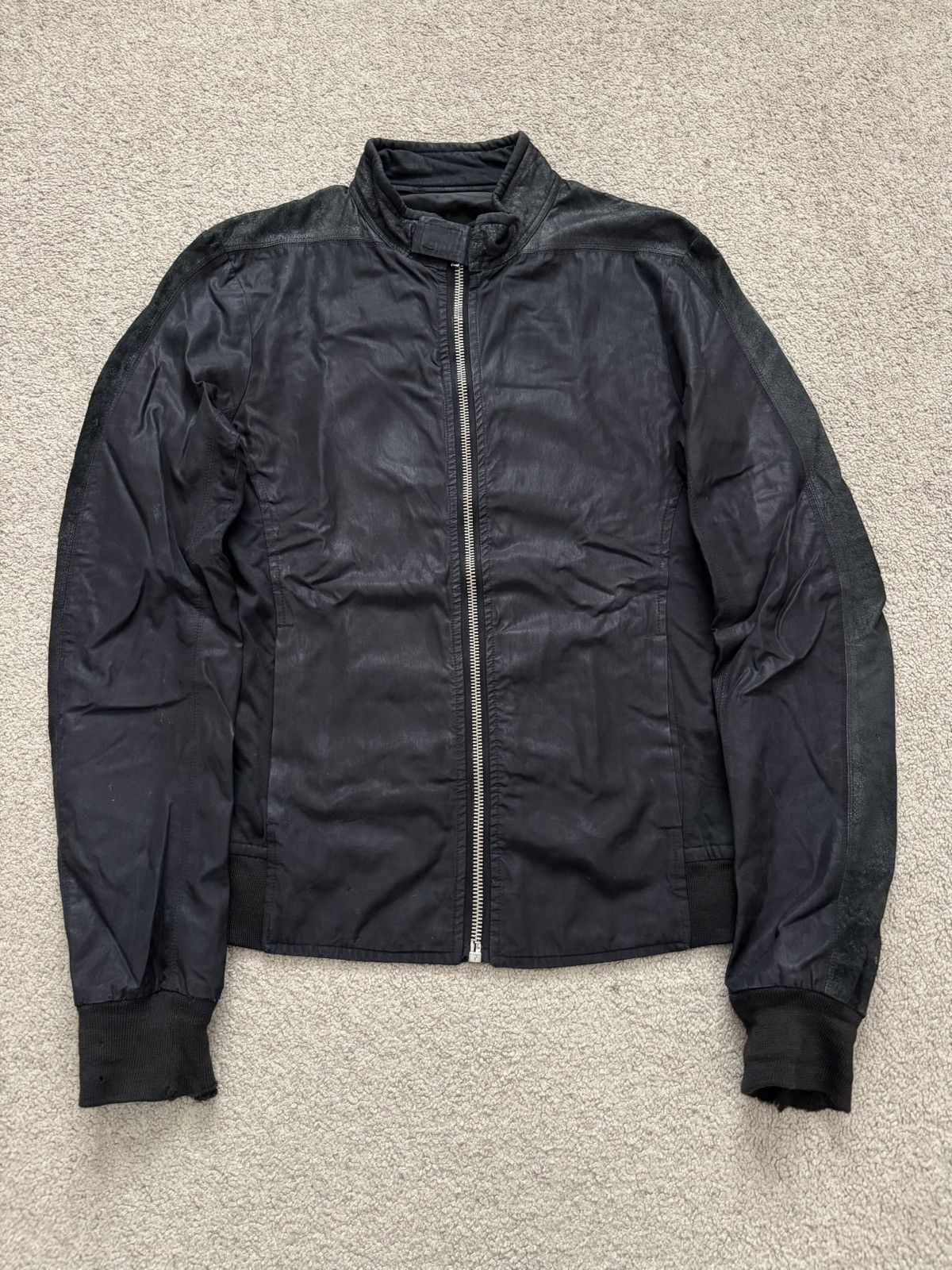 Pre-owned Rick Owens Ss08  "creatch" Hybrid Intarsia Leather Jacket In Black