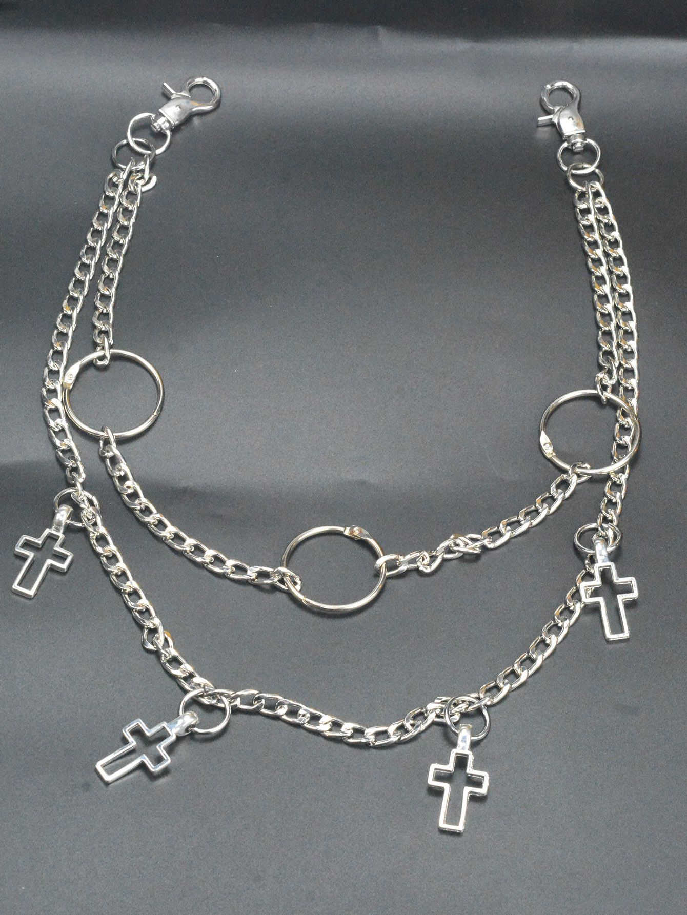 Japanese Brand × Jewelry Double-Layer Steel Pants Chain 7mm NK Link with Cross Ring Size ONE SIZE - 4 Thumbnail