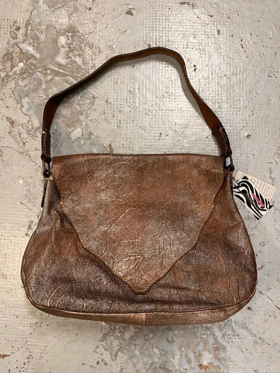 Roberto Cavalli 2000s Roberto Cavalli Leaf Silver Brown Handle Bag Size ONE SIZE - 1 Thumbnail