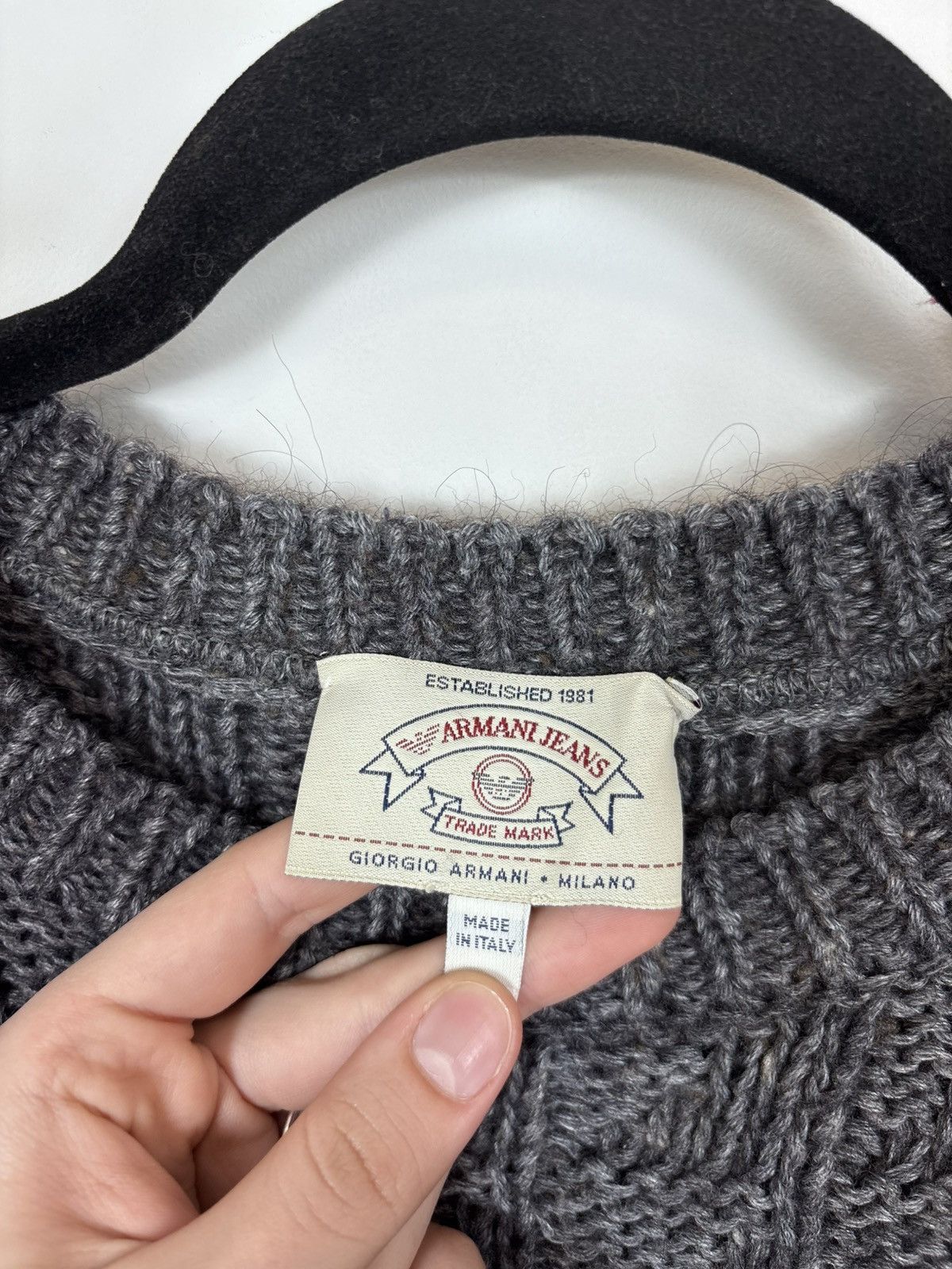 Armani Vintage 1990s Armani Jeans Men’s Grey Knit Sweater Pullover Size US XL / EU 56 / 4 - 8 Thumbnail