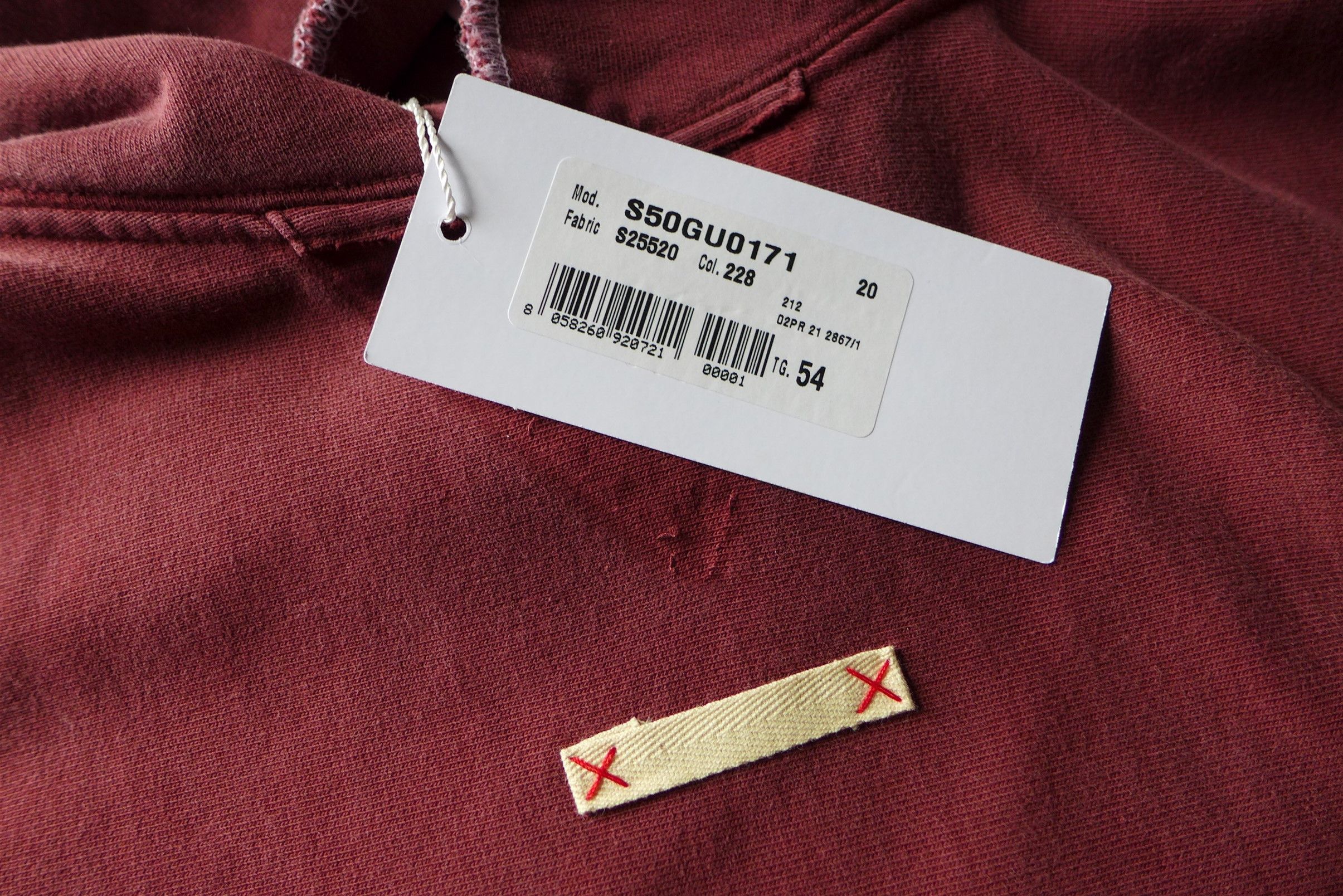Maison Margiela Margiela Name Tag Hoodie - Washed Burgundy Cotton Size US XL / EU 56 / 4 - 10 Thumbnail