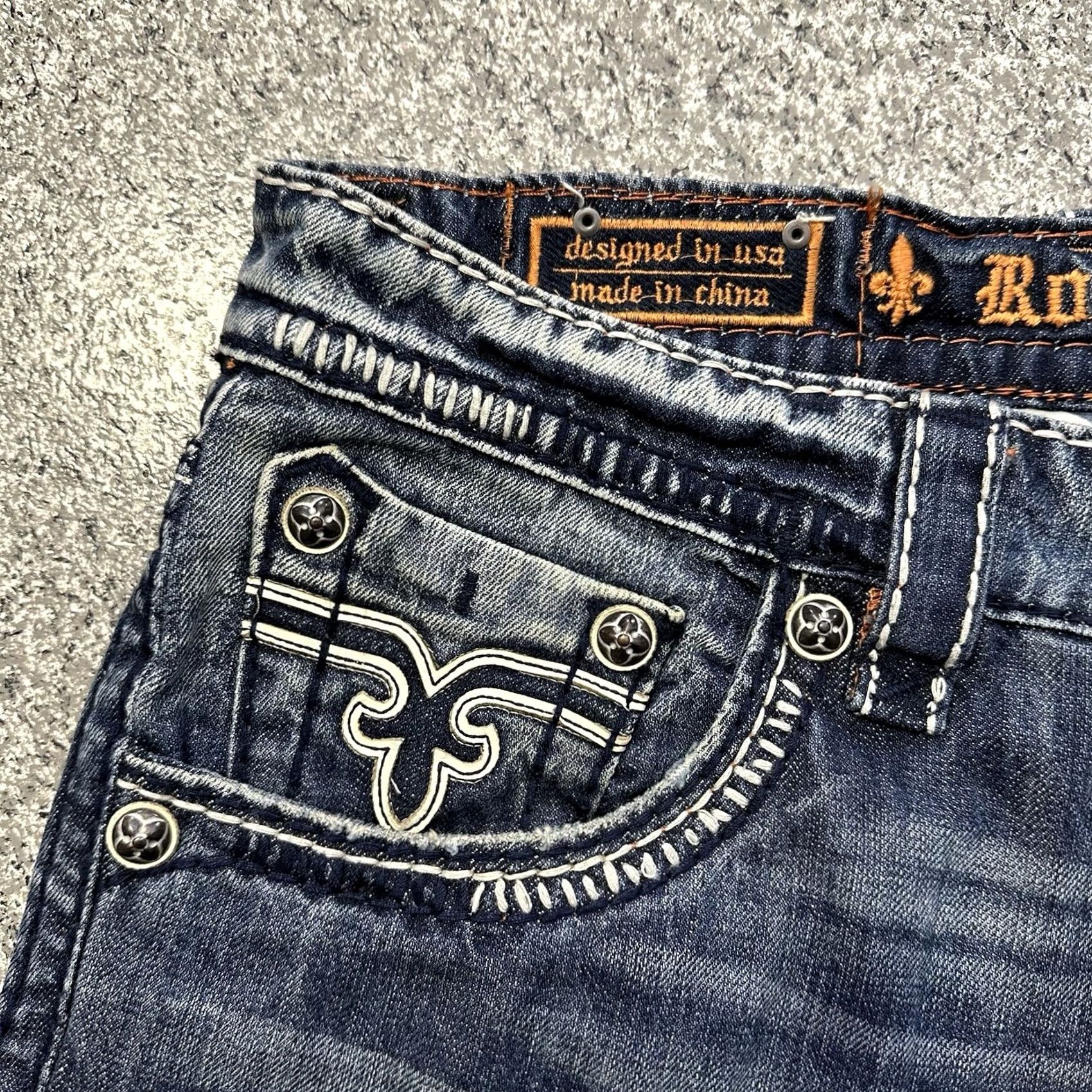 Vintage Nike Rock Revival Jeans Rock Mens 34x31 Aiden Relaxed Straight Denim Blue 5-Pocket Plain Solid 90s Theme Mens Size US 34 / EU 50 - 4 Thumbnail