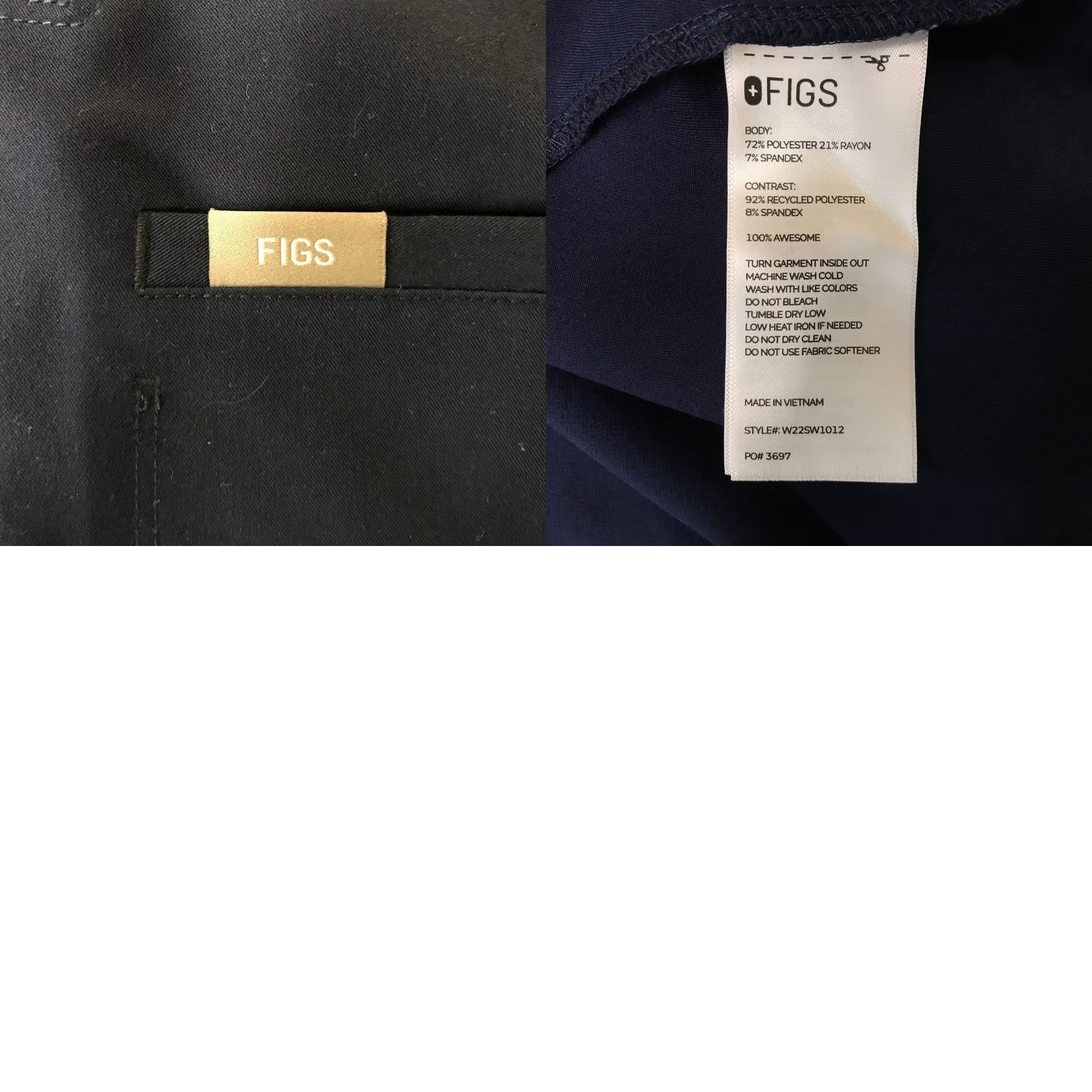 Vintage FIGS Technical Collection V-Neck Scrub Top Navy Blue XL Short Sleeve Pocket Womens Size US XL / EU 56 / 4 - 8 Thumbnail