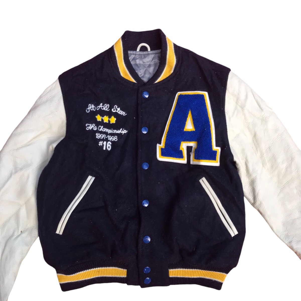 Vintage AT JAPANESE VARSITY LEATHER SLEEVE JACKET Size US XS / EU 42 / 0 - 2 Thumbnail