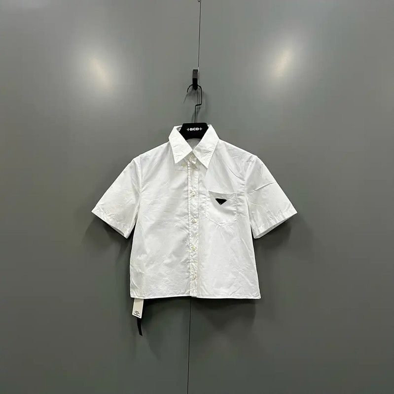 Prada Prada White Cotton Logo Short-Sleeve Shirt Size US M / EU 48-50 / 2 - 1 Thumbnail