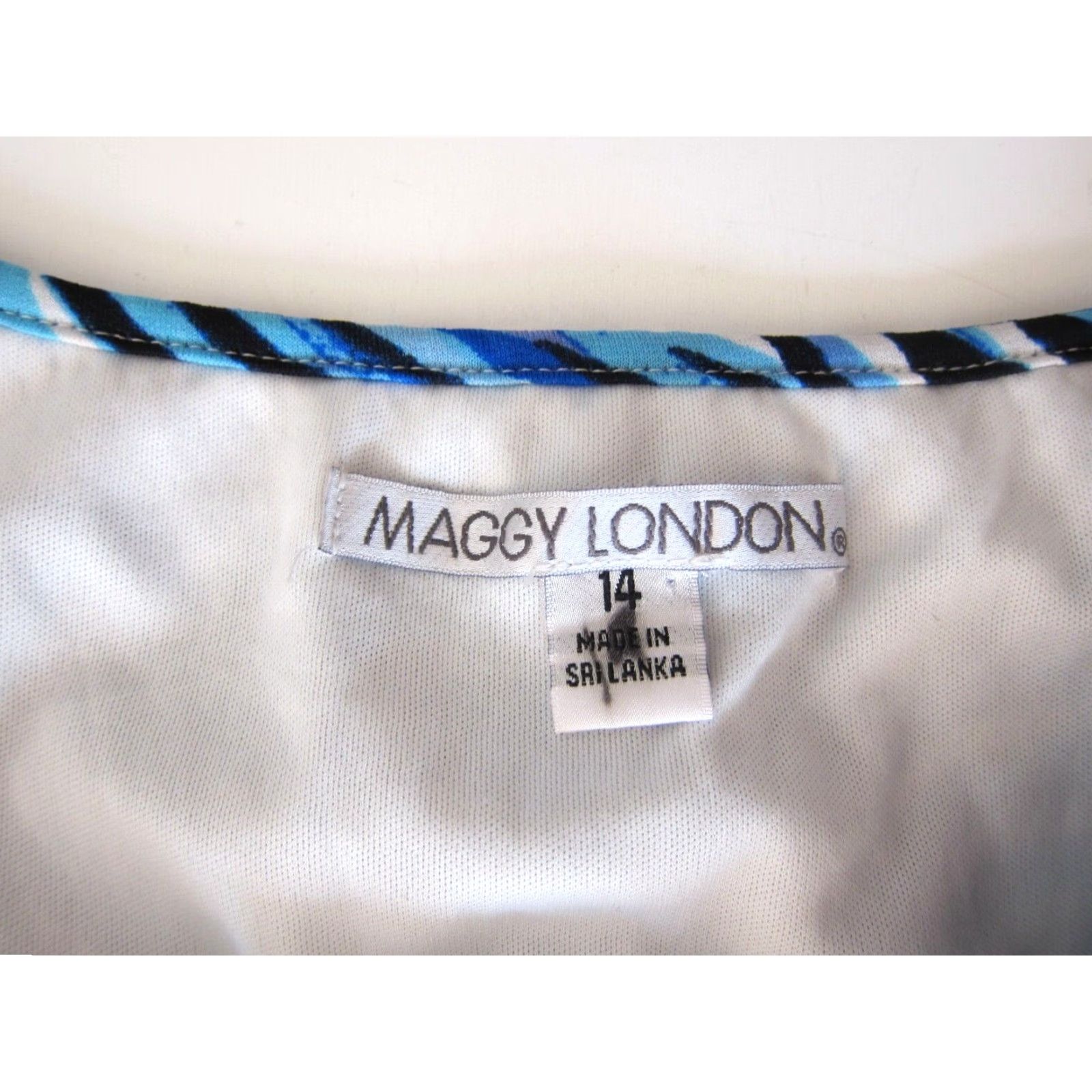MAGGY LONDON Maggy London Blue Orange White Chevron Stretch Long Sleeve Sheath Dress 14 Size XL / US 12-14 / IT 48-50 - 4 Thumbnail