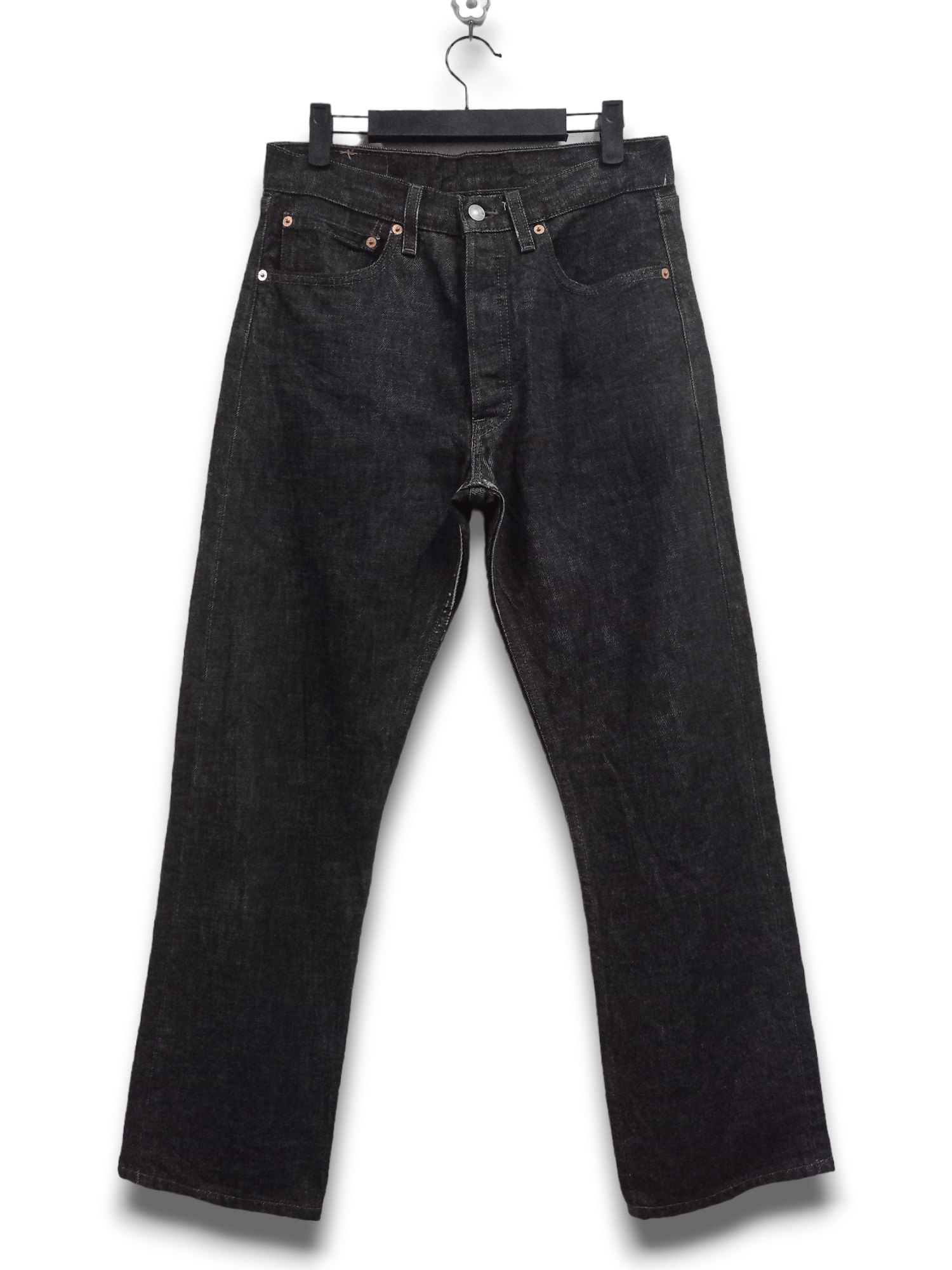 Levi's Vintage 90s LEVIS 501 Black Waxed Denim Loose Jeans 30x28 Size US 30 / EU 46 - 1 Thumbnail