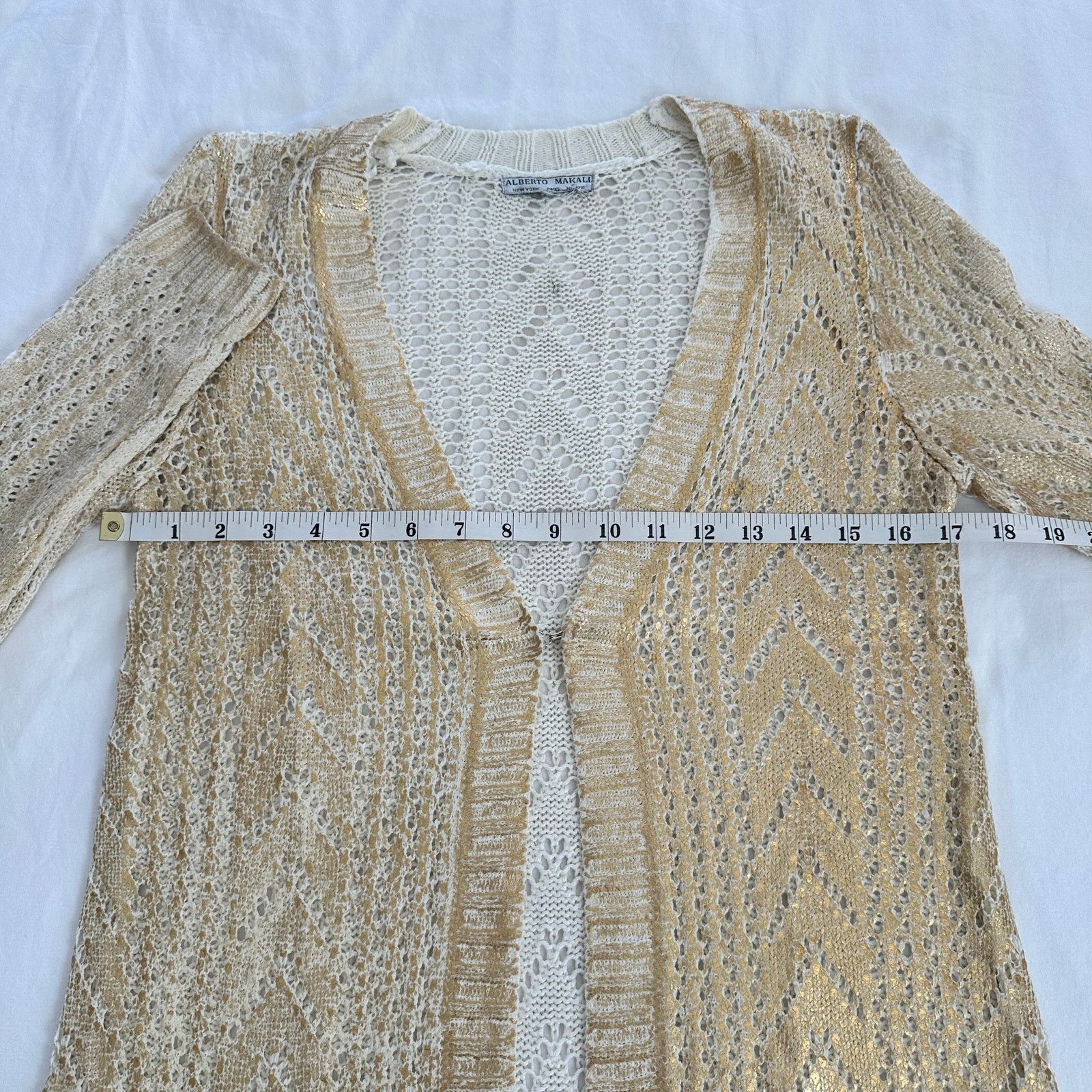 Other Gold Shimmer Women's Sweater Acrylic Cardigan Size 4-6 Size M / US 6-8 / IT 42-44 - 9 Thumbnail