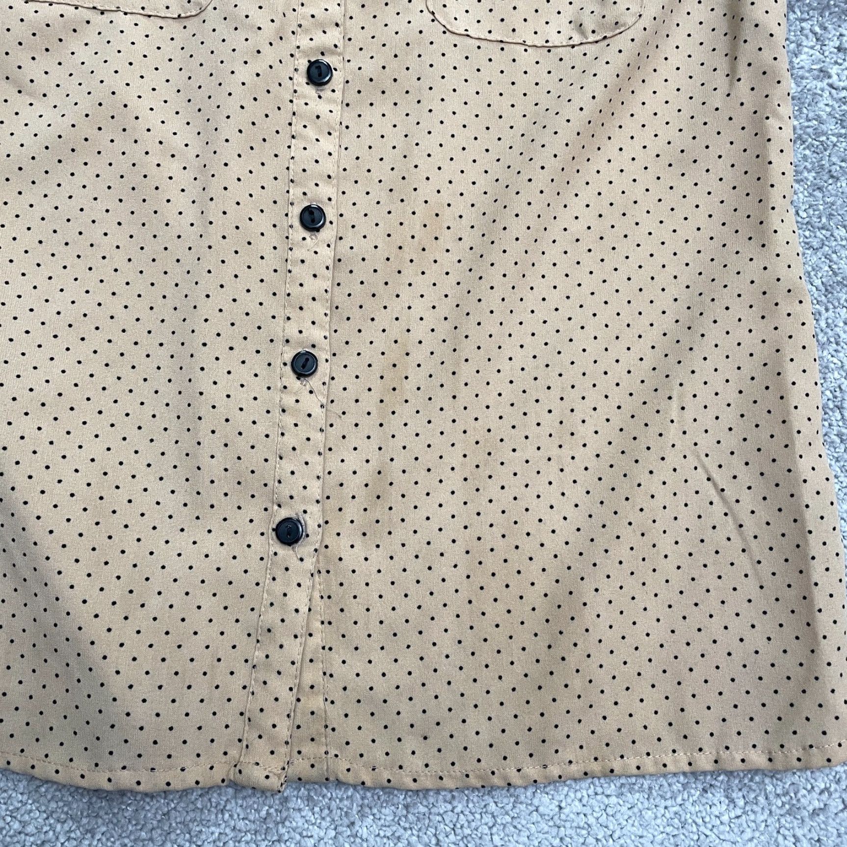 Vintage NY Collection Polka Dot Button Up Shirt Womens PS Brown Long Sleeve Casual Top Size S / US 4 / IT 40 - 6 Thumbnail