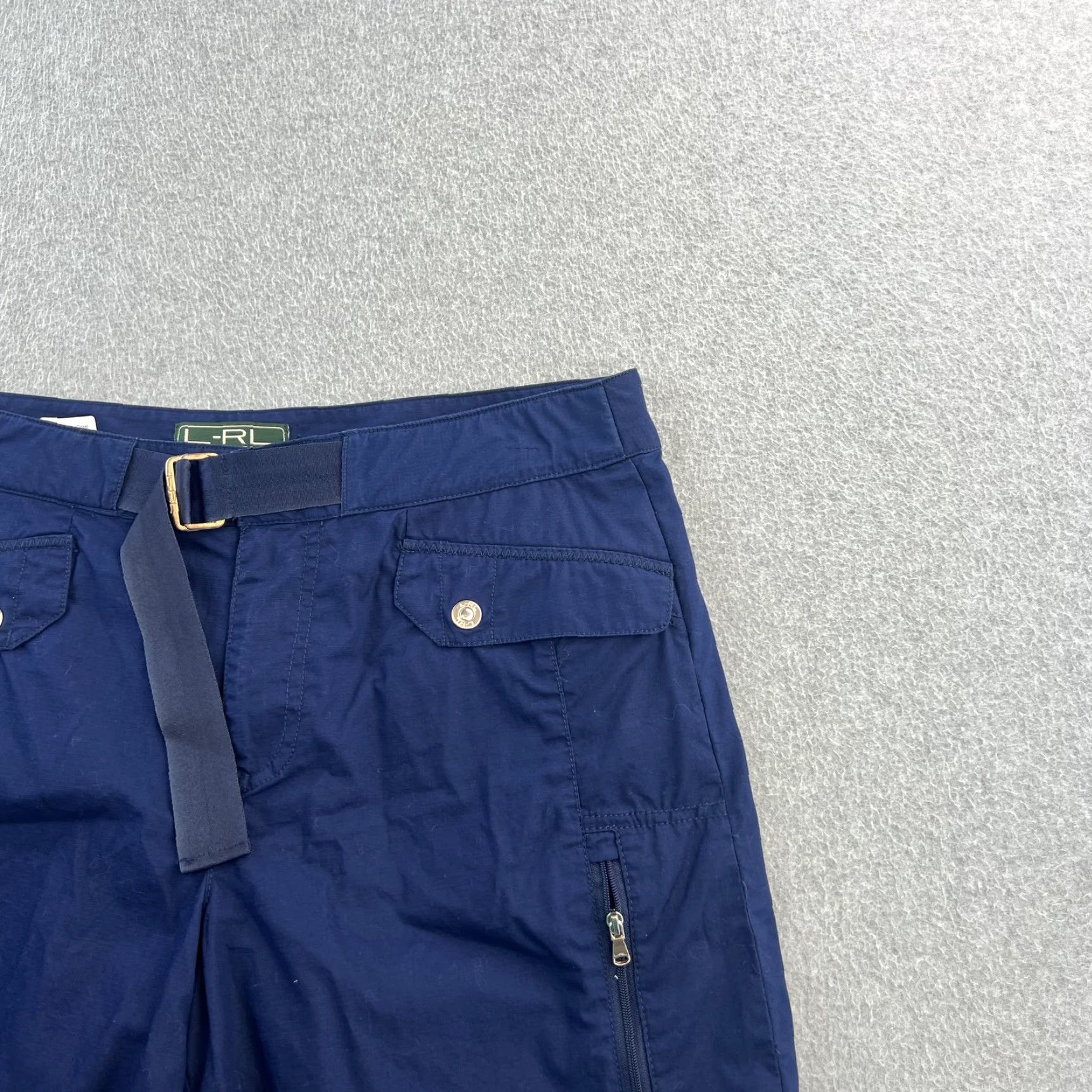 Ralph Lauren Lauren Ralph Lauren Shorts Womens 10 Belted Utility Cargo Pockets Navy Blue 100% Cotton Canvas Outdoor Casual Activewear Travel Mens Womens Girls Boys Size 32" / US 10 / IT 46 - 7 Thumbnail