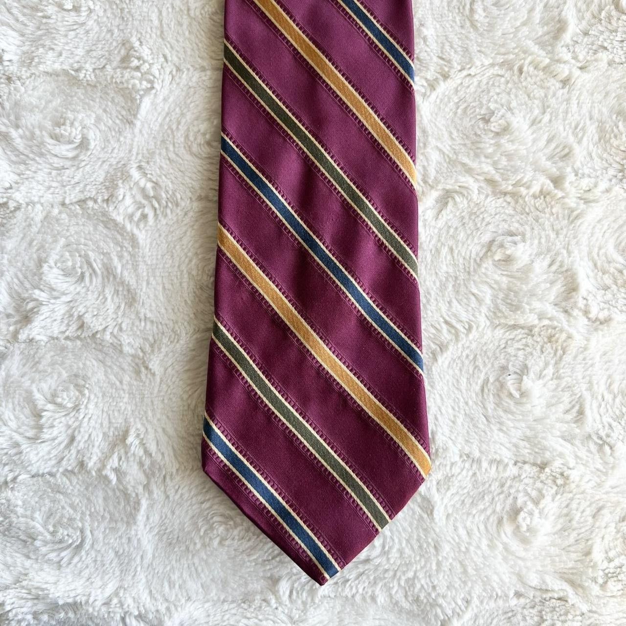 Jos. A. Bank Vintage Jos A Bank Necktie Men Purple Silk Regimental Stripe Size ONE SIZE - 2 Thumbnail