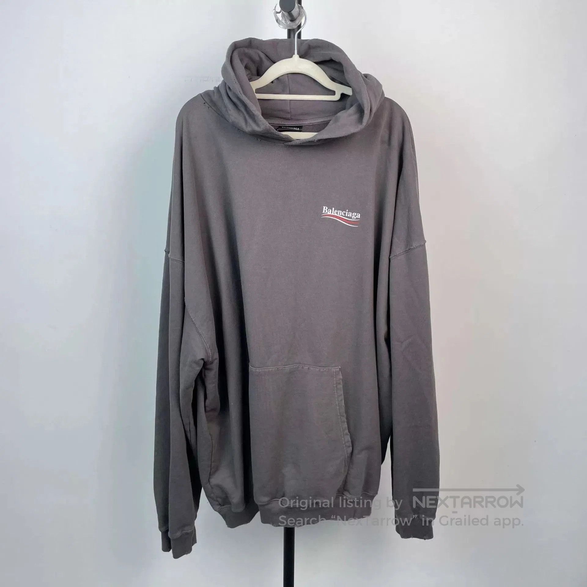 Balenciaga Gray Oversized Hoodie with Front Pocket . Size US XL / EU 56 / 4 - 1 Thumbnail