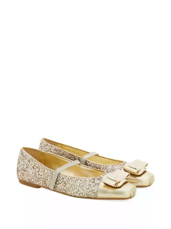 Salvatore Ferragamo o1s1rm0526 Vara-plate Ballerina Flats in Gold Size US 10 / IT 40 - 2 Thumbnail
