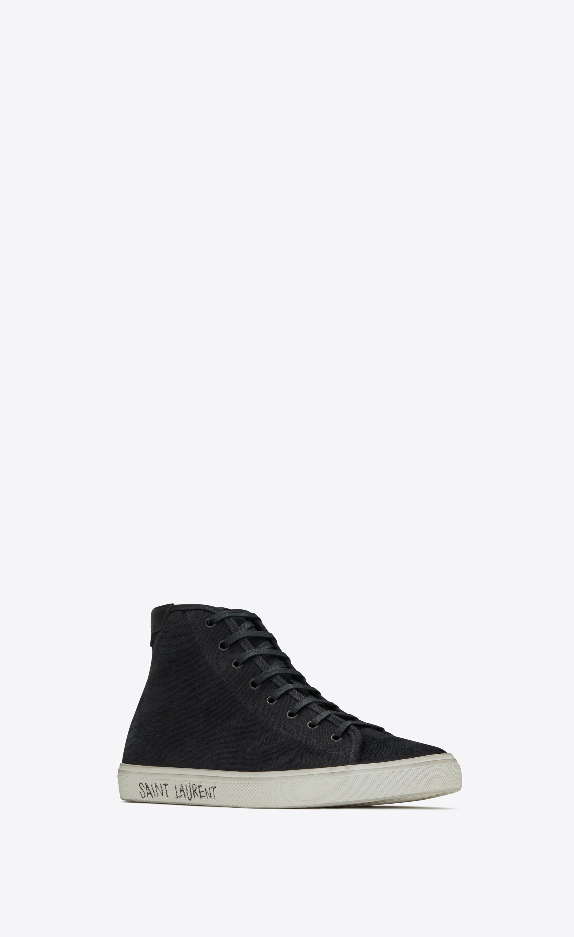 Saint Laurent Paris o1la1rc1a1225 606075 Malibu Mid Top Sneakers Canvas Leather Size US 8 / EU 41 - 4 Thumbnail